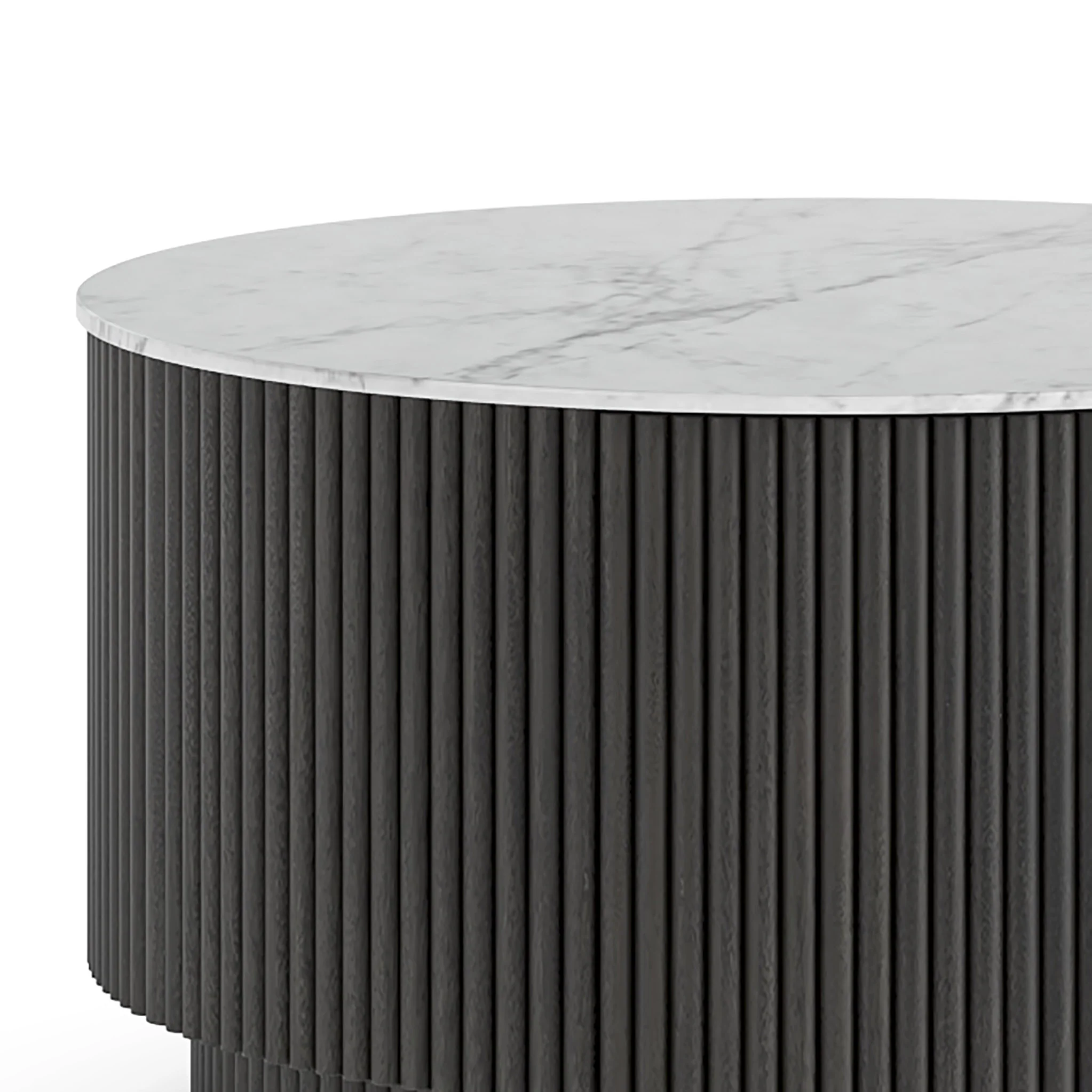 Milo Mango & Marble Round Fluted Coffee Table - Image 5
