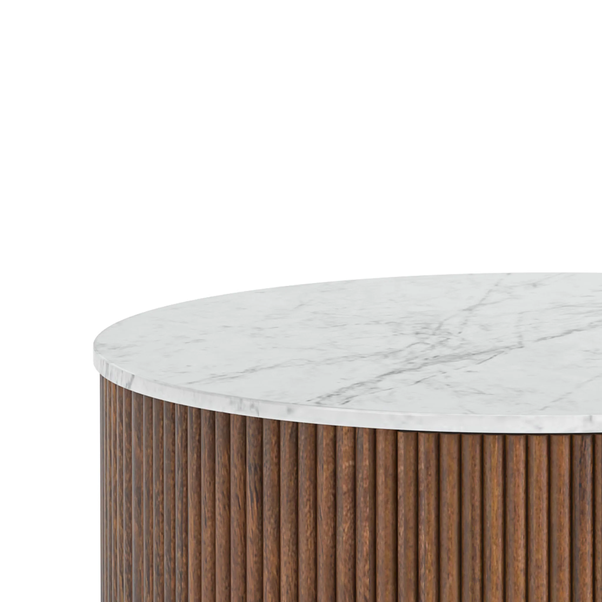 Milo Mango & Marble Fluted Side Table with Door - Image 4