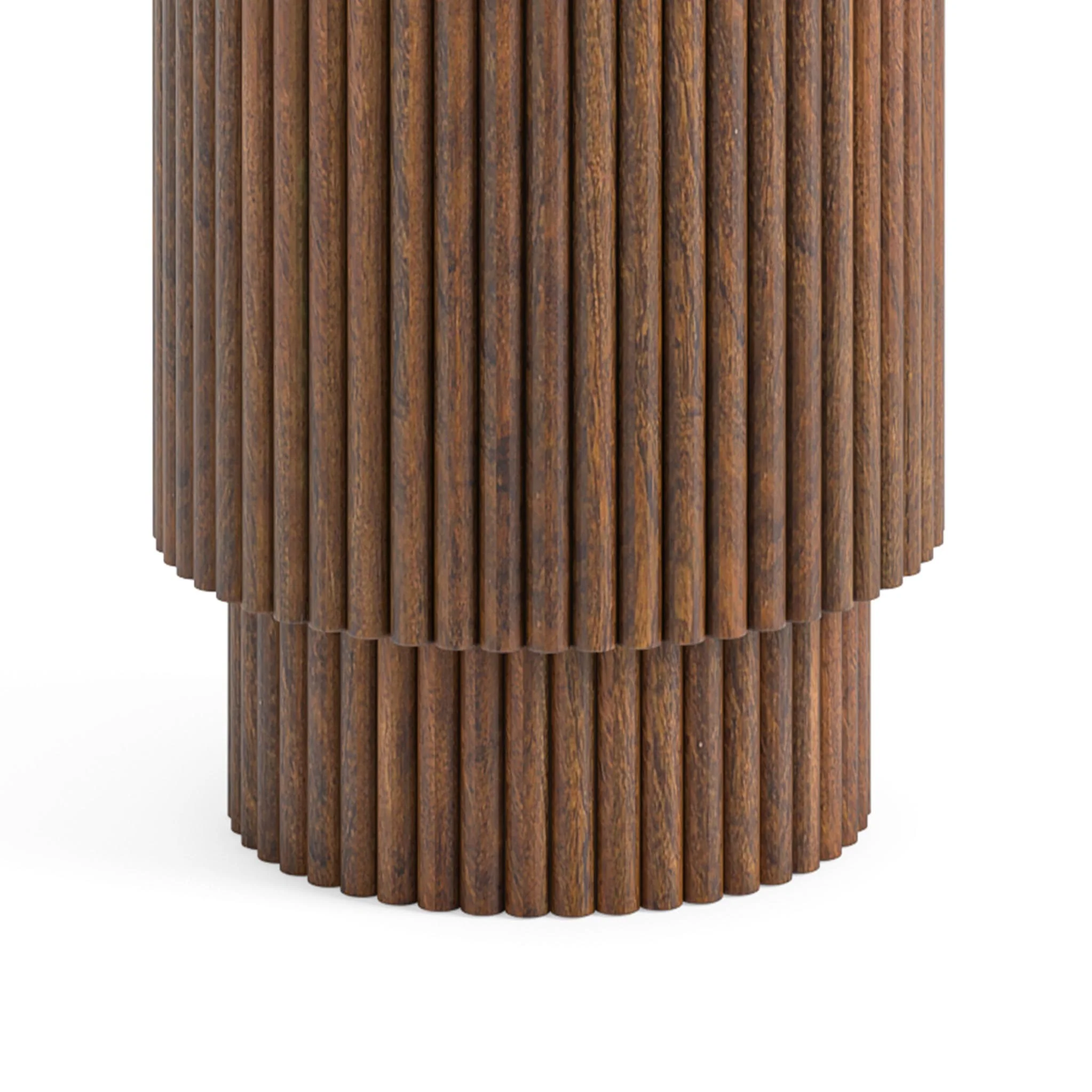 Milo Mango & Marble Fluted Side Table with Door - Image 5