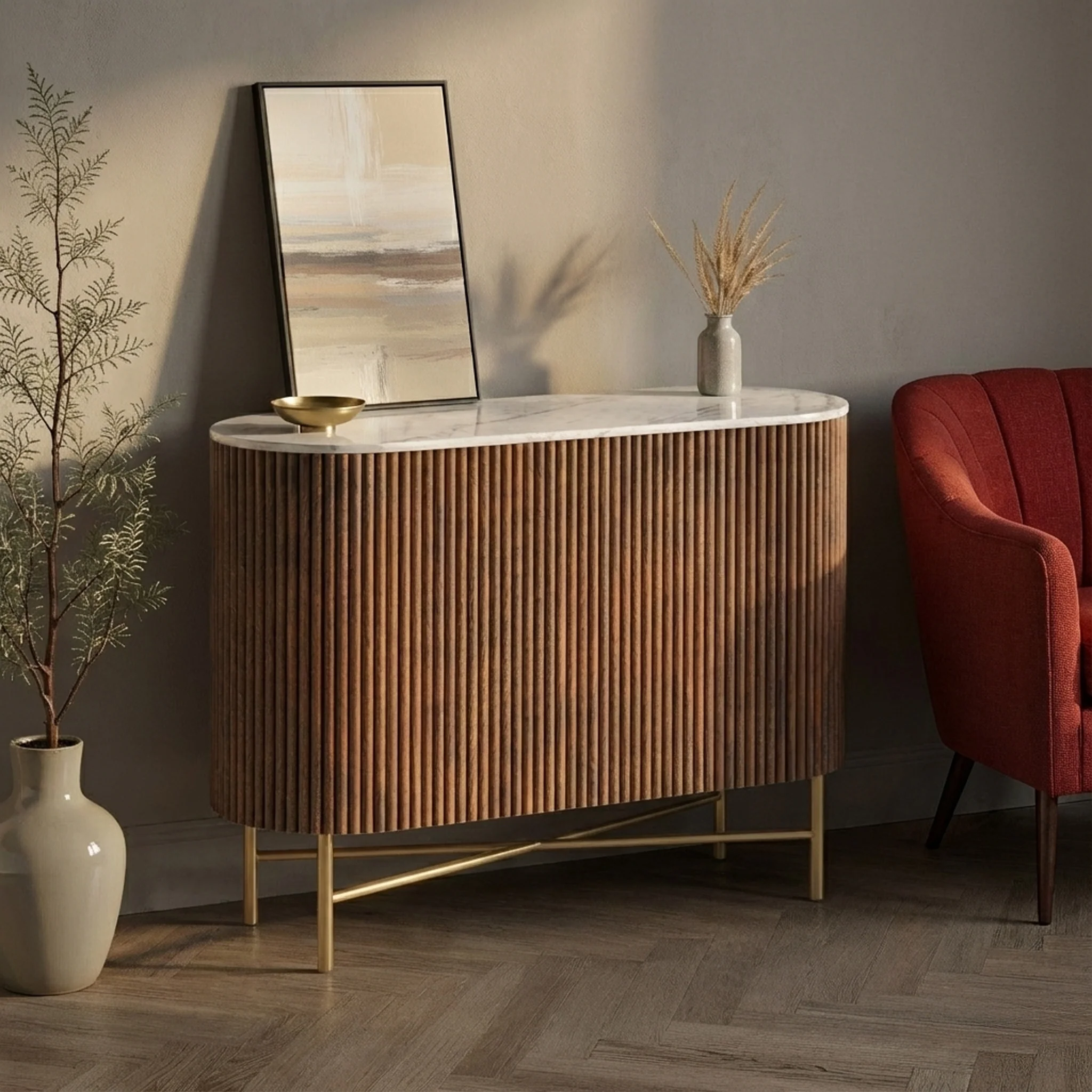 Milo Mango & Marble Fluted Small Sideboard - Image 2
