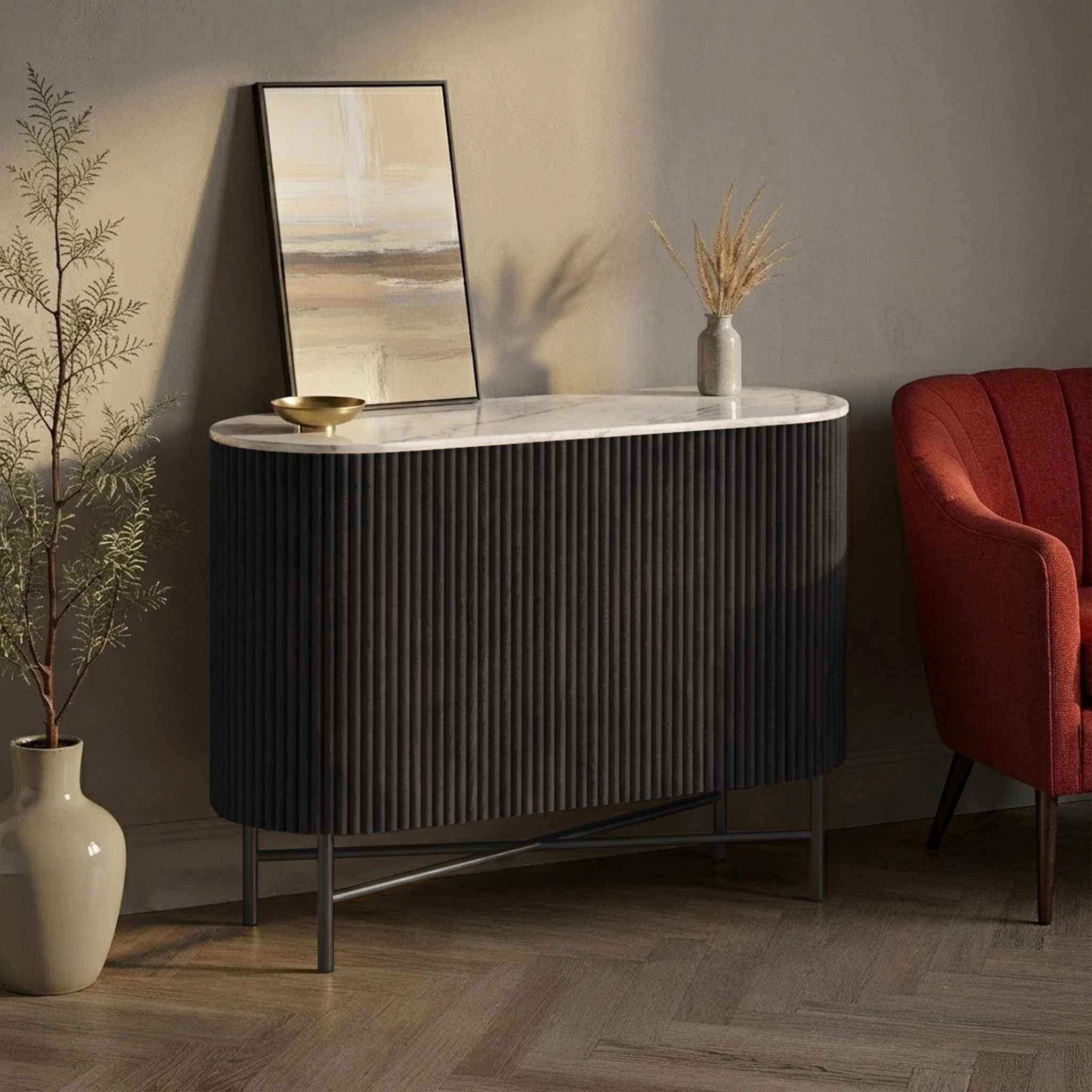 Milo Mango & Marble Fluted Small Sideboard - Image 7