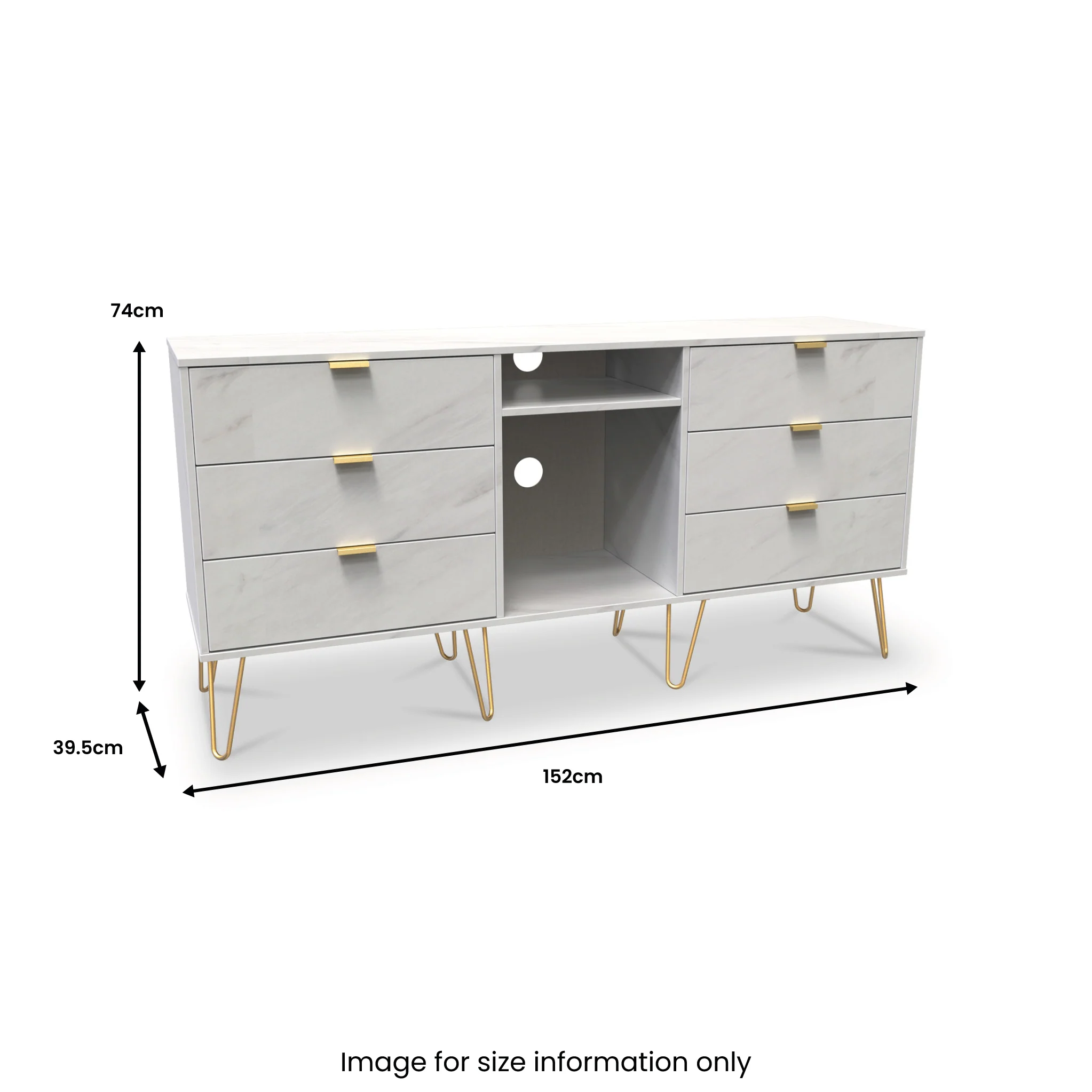 Moreno Marble 6 Drawer Sideboard - Image 7