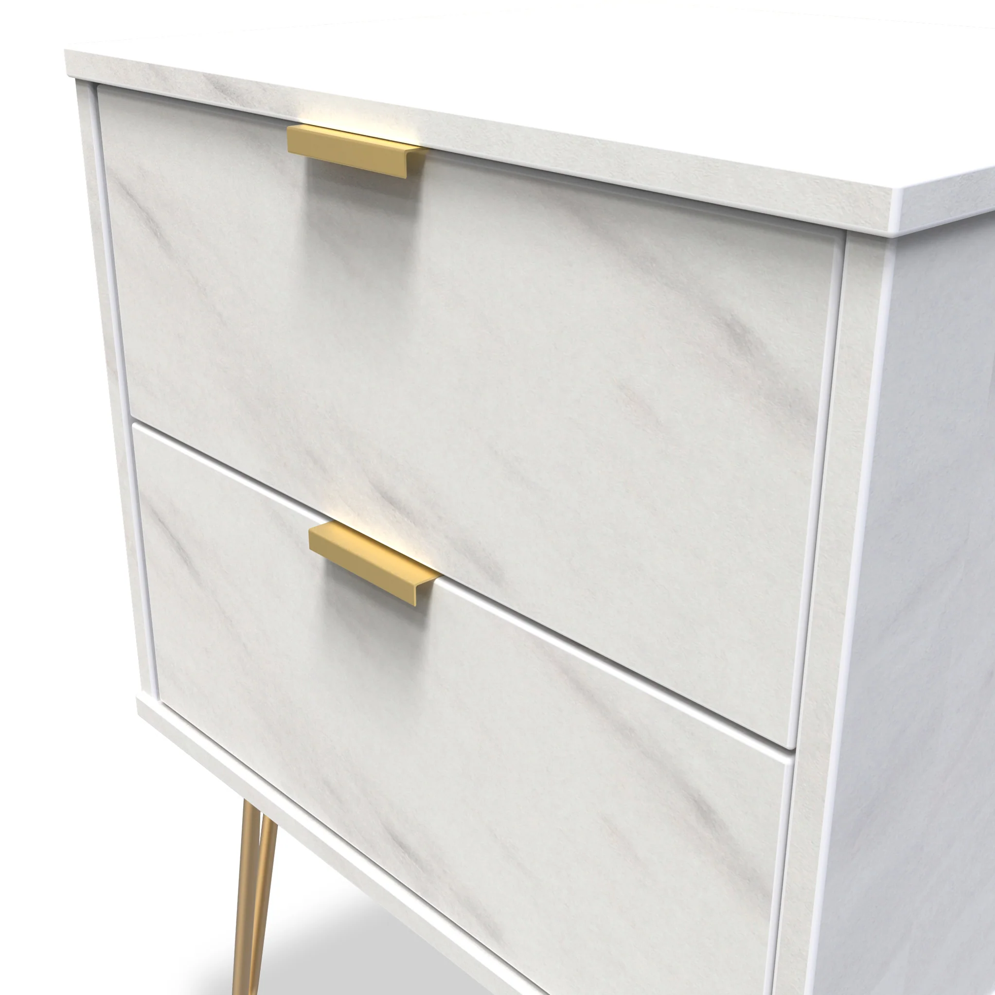 Moreno Marble Effect 2 Drawer Bedside - Image 5