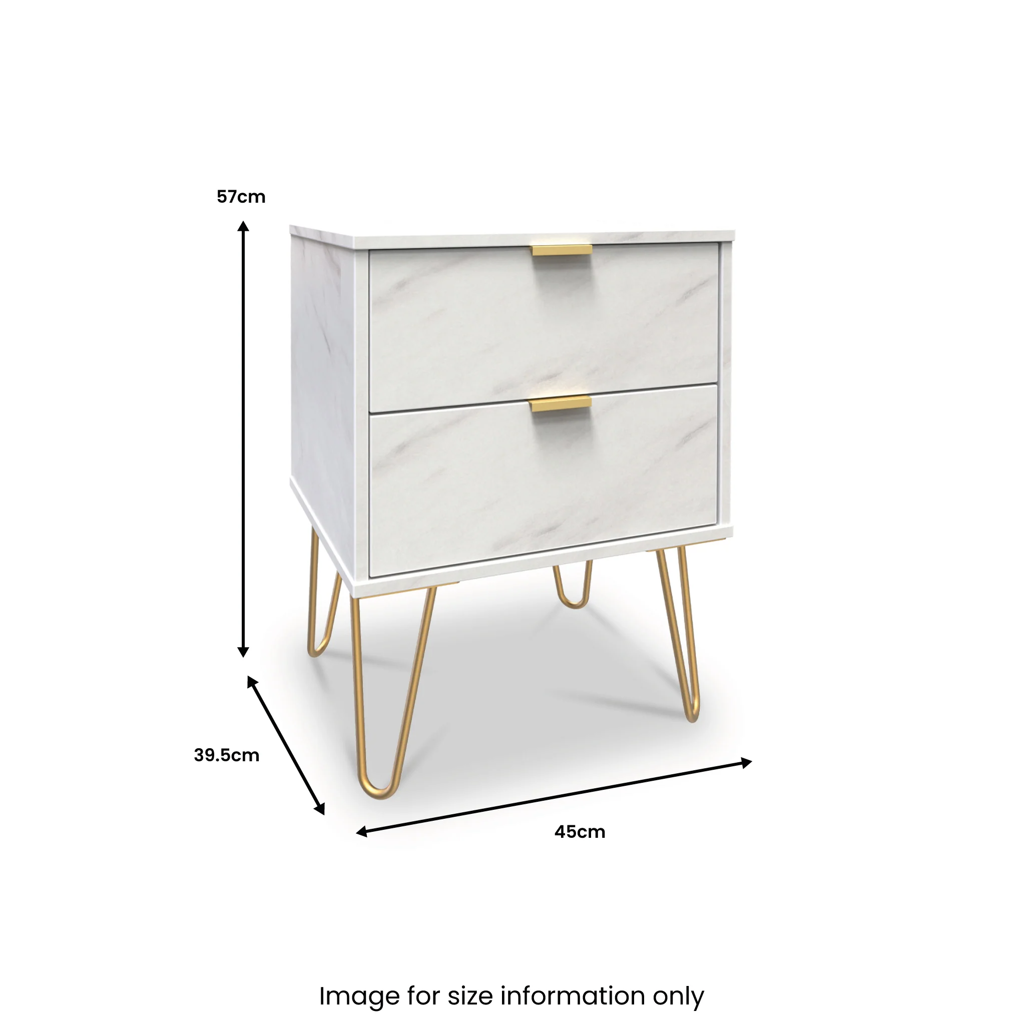 Moreno Marble Effect 2 Drawer Bedside - Image 6