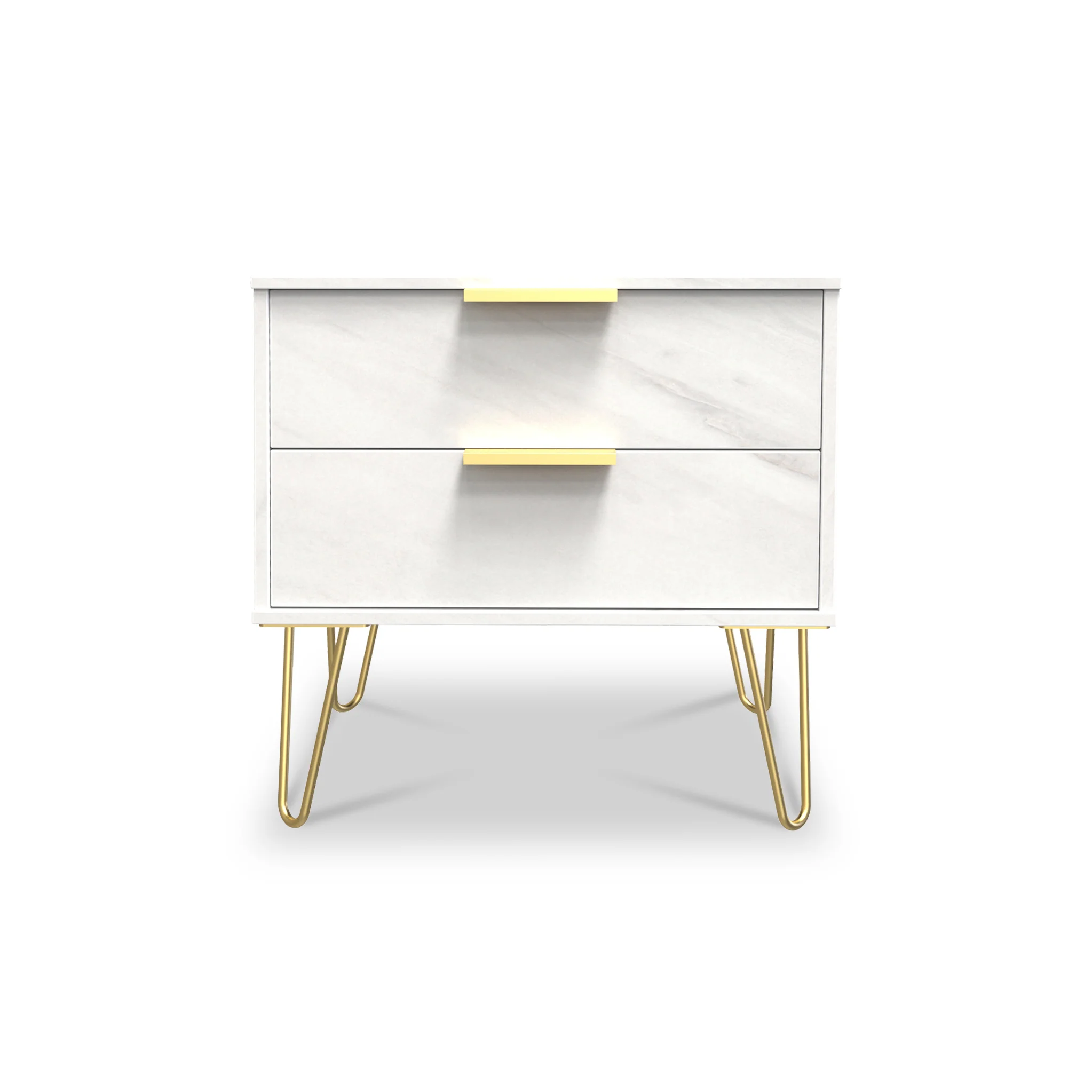 Moreno Marble Effect 2 Drawer Side Table - Image 2