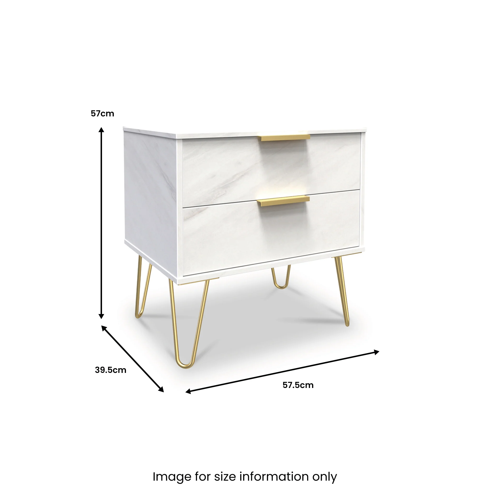 Moreno Marble Effect 2 Drawer Side Table - Image 6