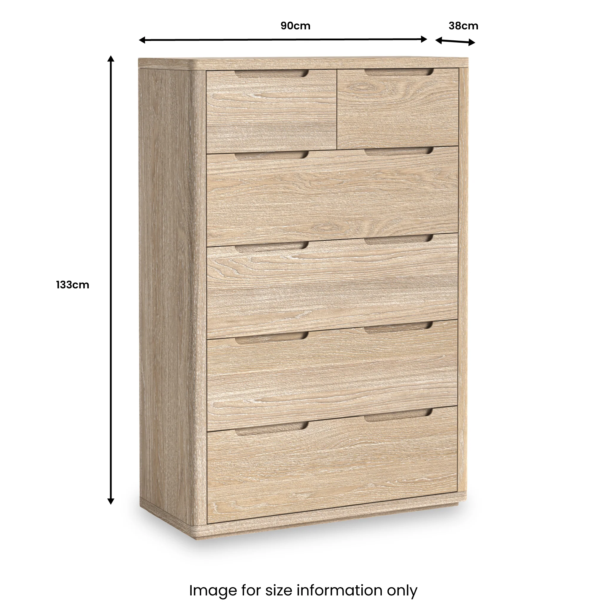 Mylor Washed Oak 2 over 4 Drawer Chest - Image 3