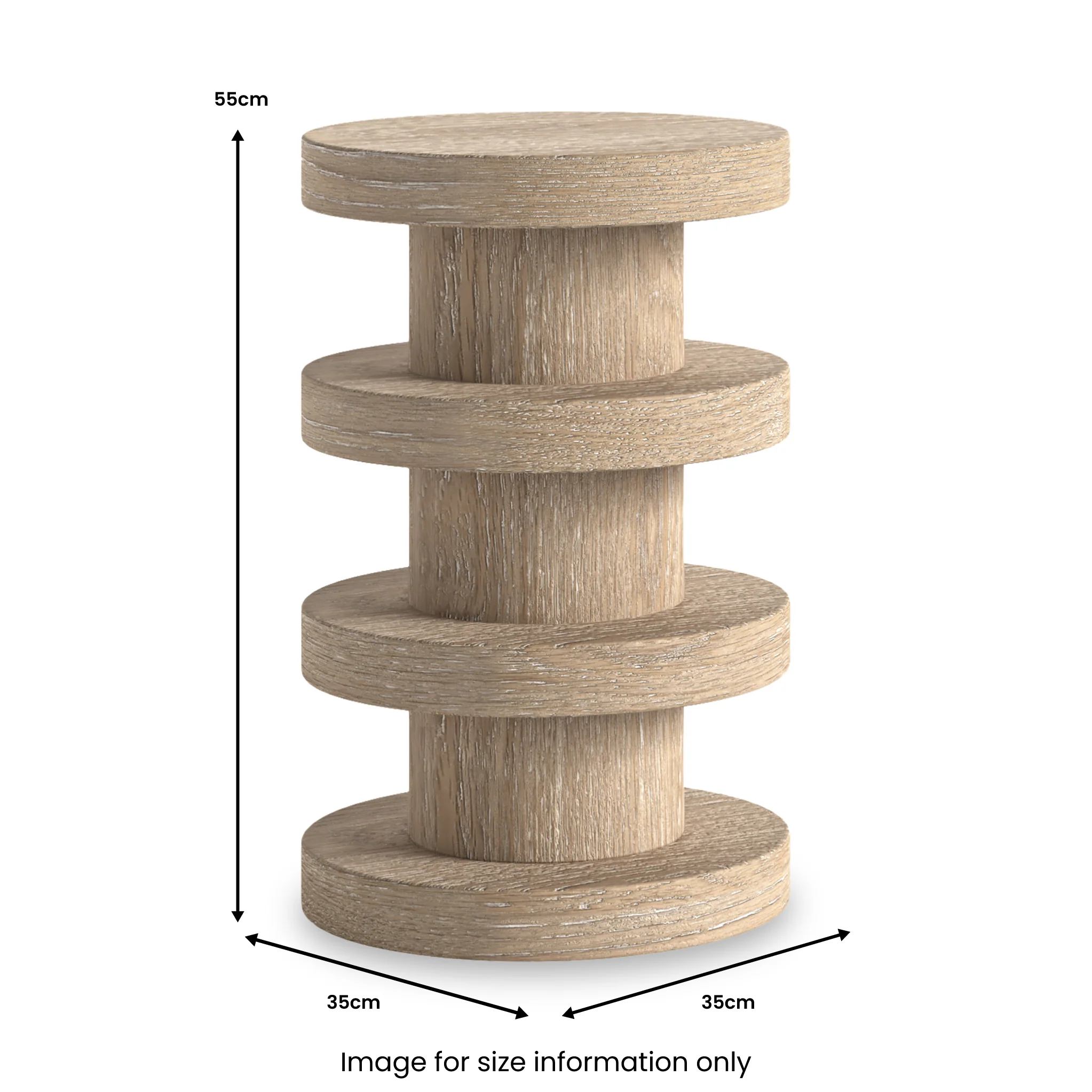 Mylor Washed Oak Bobbin Side Table - Image 3