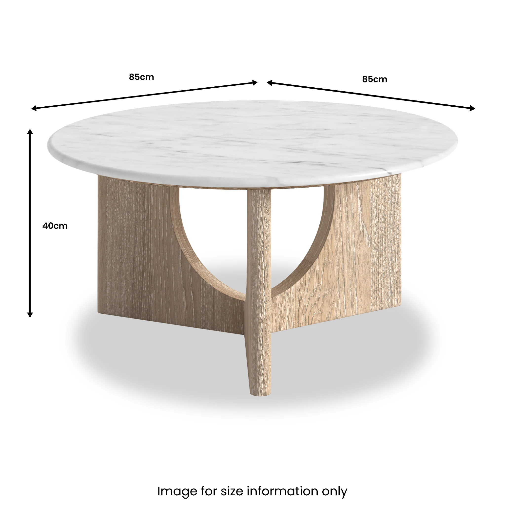 Mylor Washed Oak Marble Top Coffee Table - Image 4