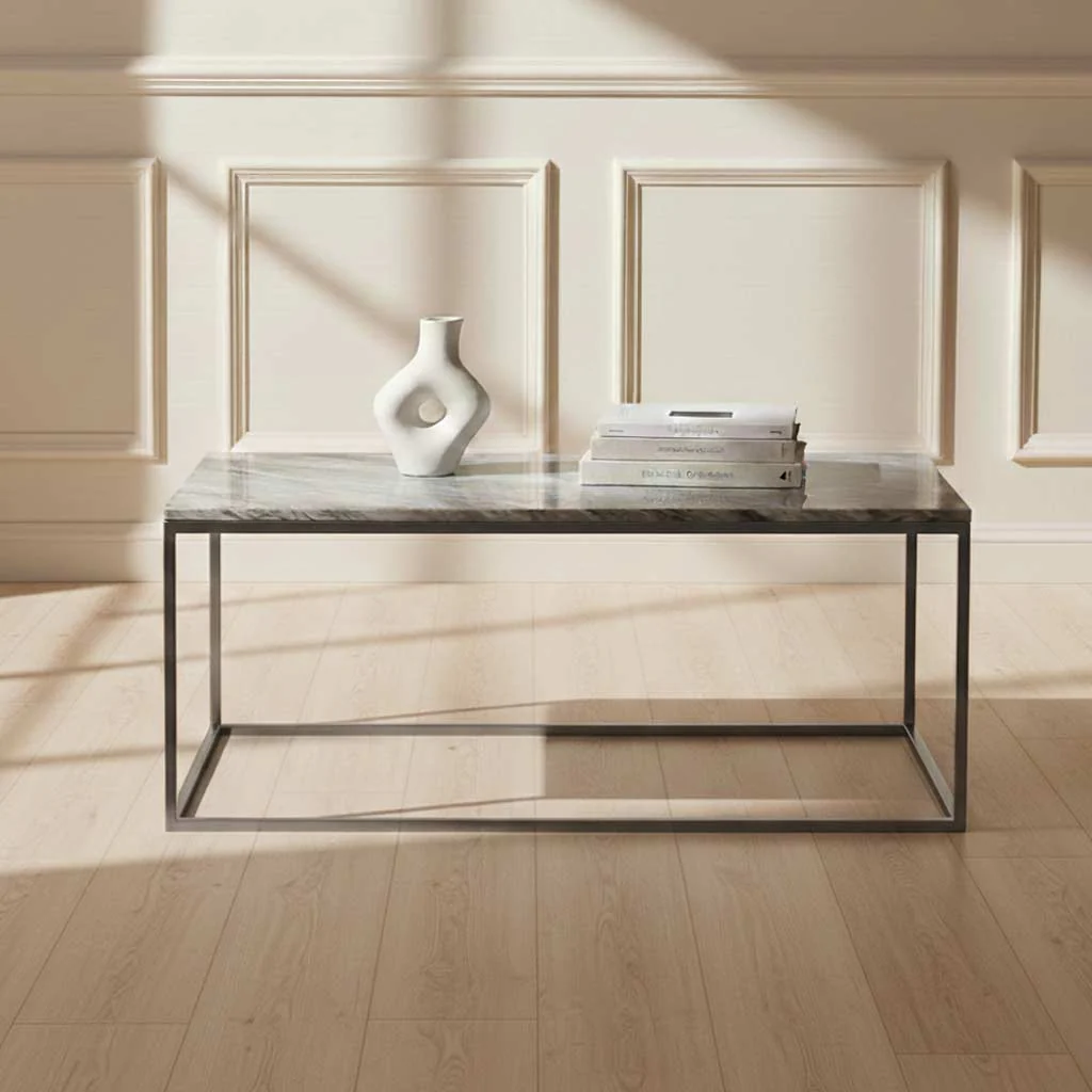 Pimlico Marble Rectangular Coffee Table with Grey Frame - Image 5
