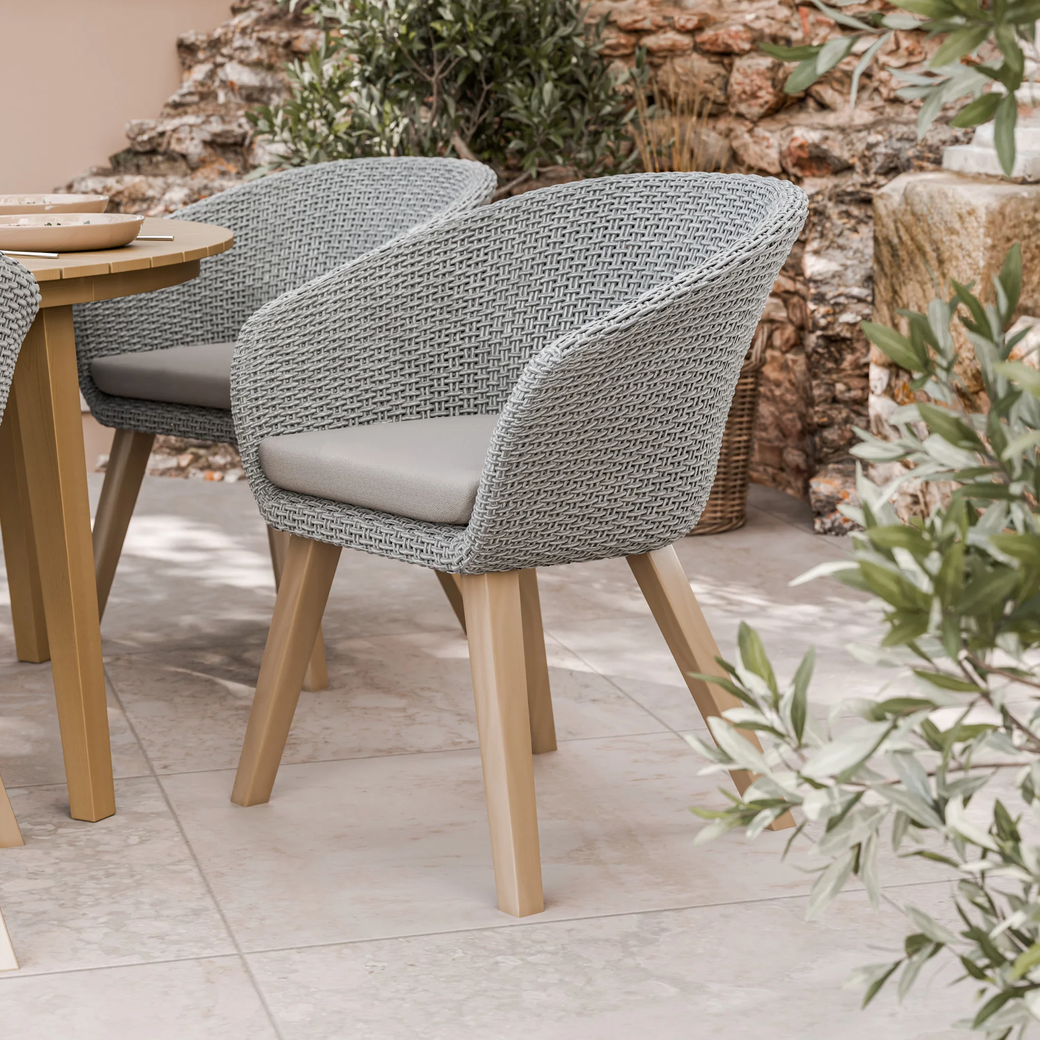 Roma FSC 6 Seater 150cm Round Sunray with Concrete Insert Dining Set with 6 Sol Dining Chairs - Image 4