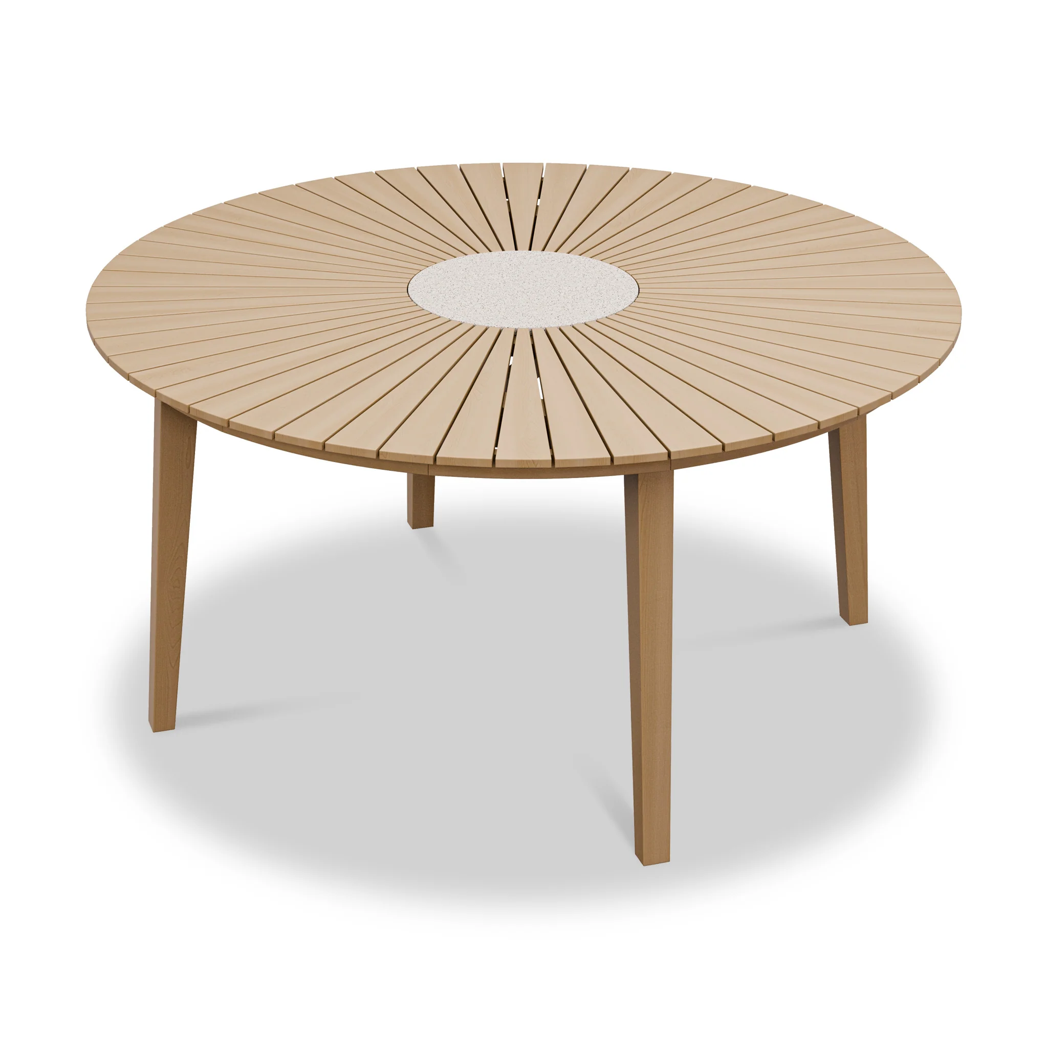 Roma FSC 6 Seater Round Sunray with Concrete Insert Dining Set with Roma Rope Stacking Chairs - Image 6