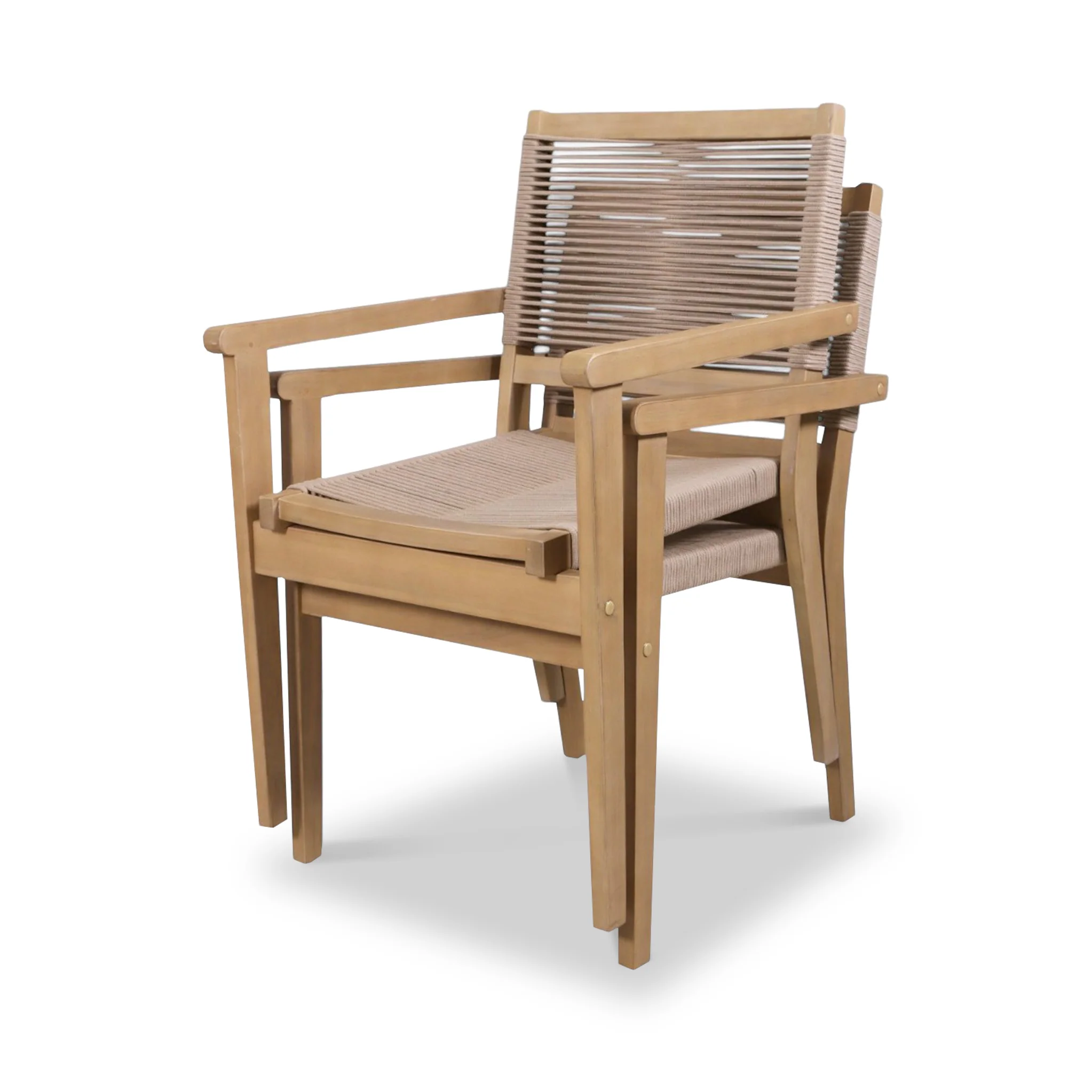 Roma FSC 6 Seater Round Sunray with Concrete Insert Dining Set with Roma Rope Stacking Chairs - Image 7
