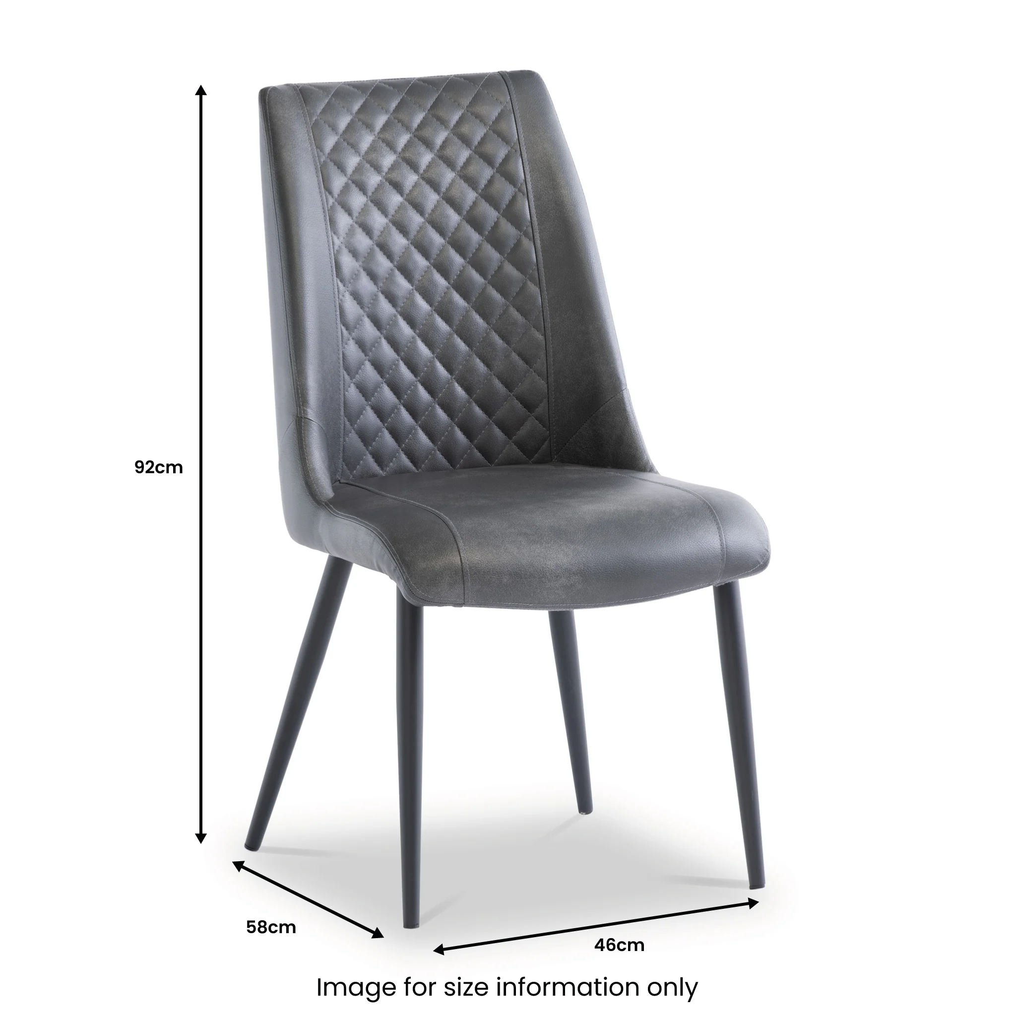 Spencer Grey Faux Leather Quilted Dining Chair - Image 3