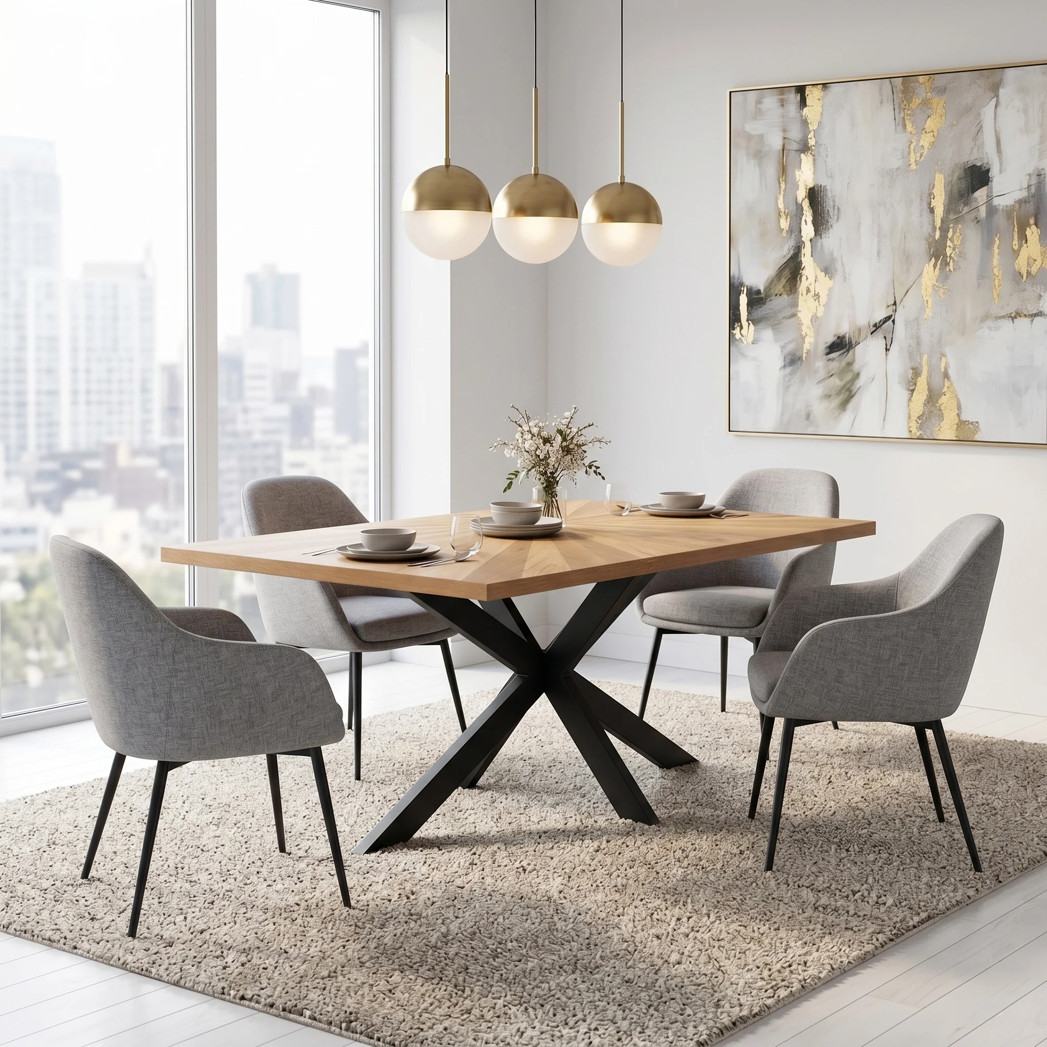 Sunburst Oak 150cm Rectangular Dining Table - Image 2