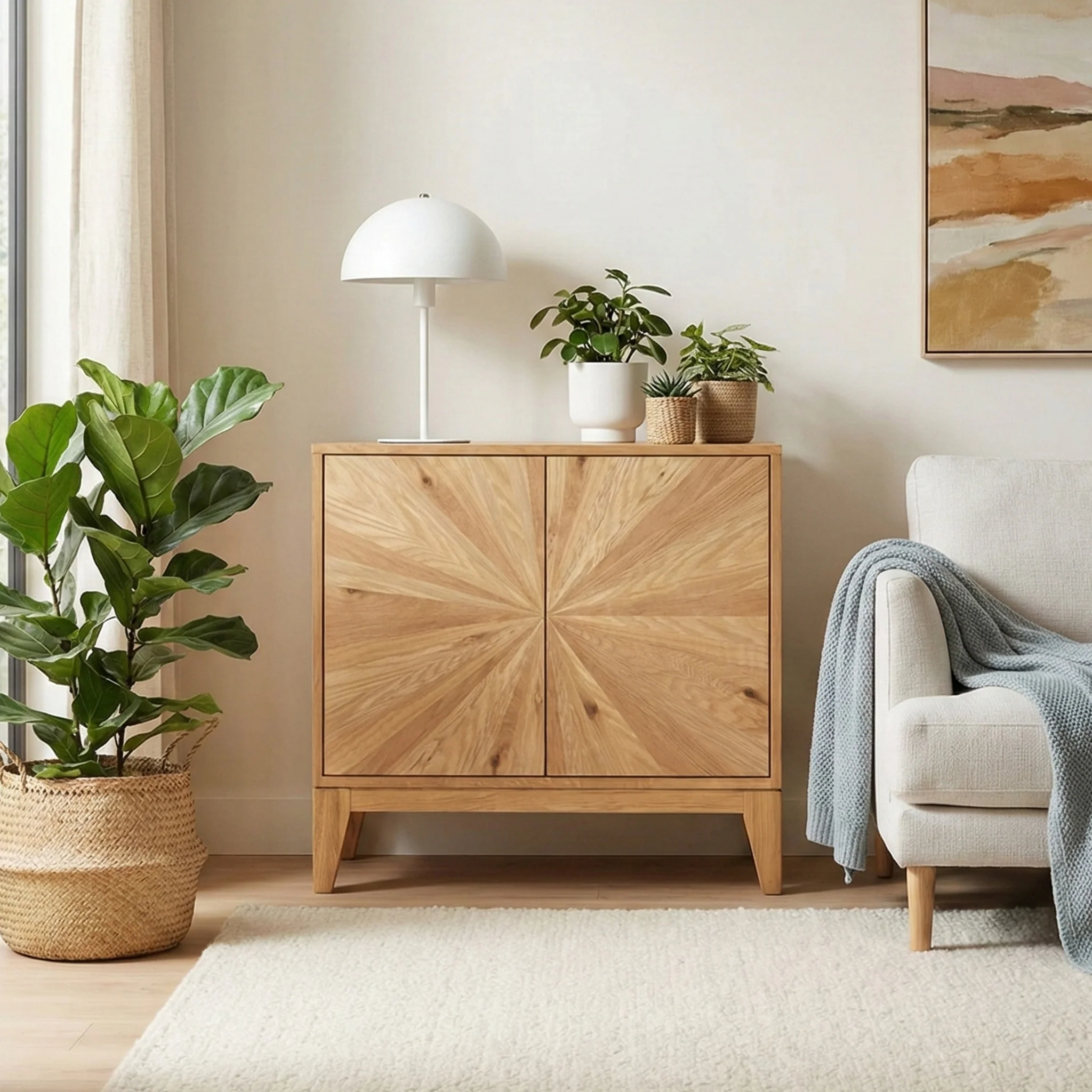 Sunburst Oak 2 Door Sideboard - Image 2