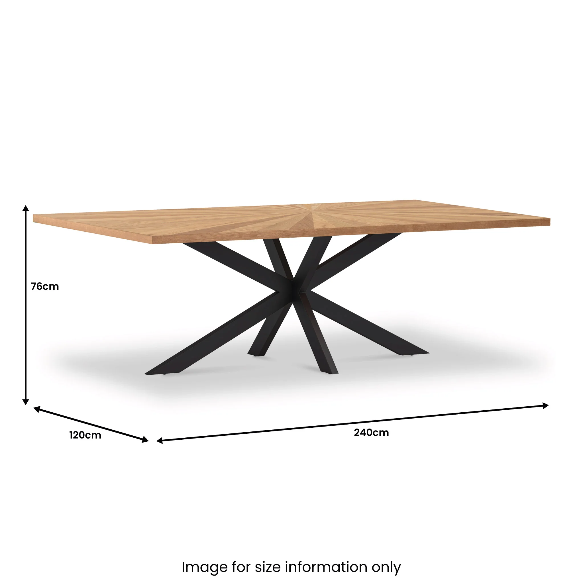 Sunburst Oak 240cm Rectangular Dining Table - Image 8