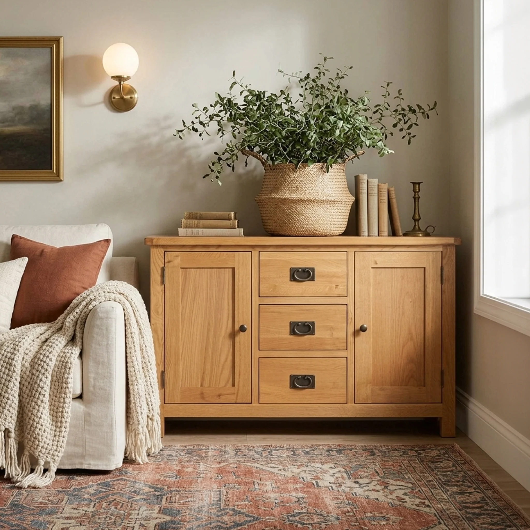 Surrey Oak 3 Drawer Sideboard - Image 2