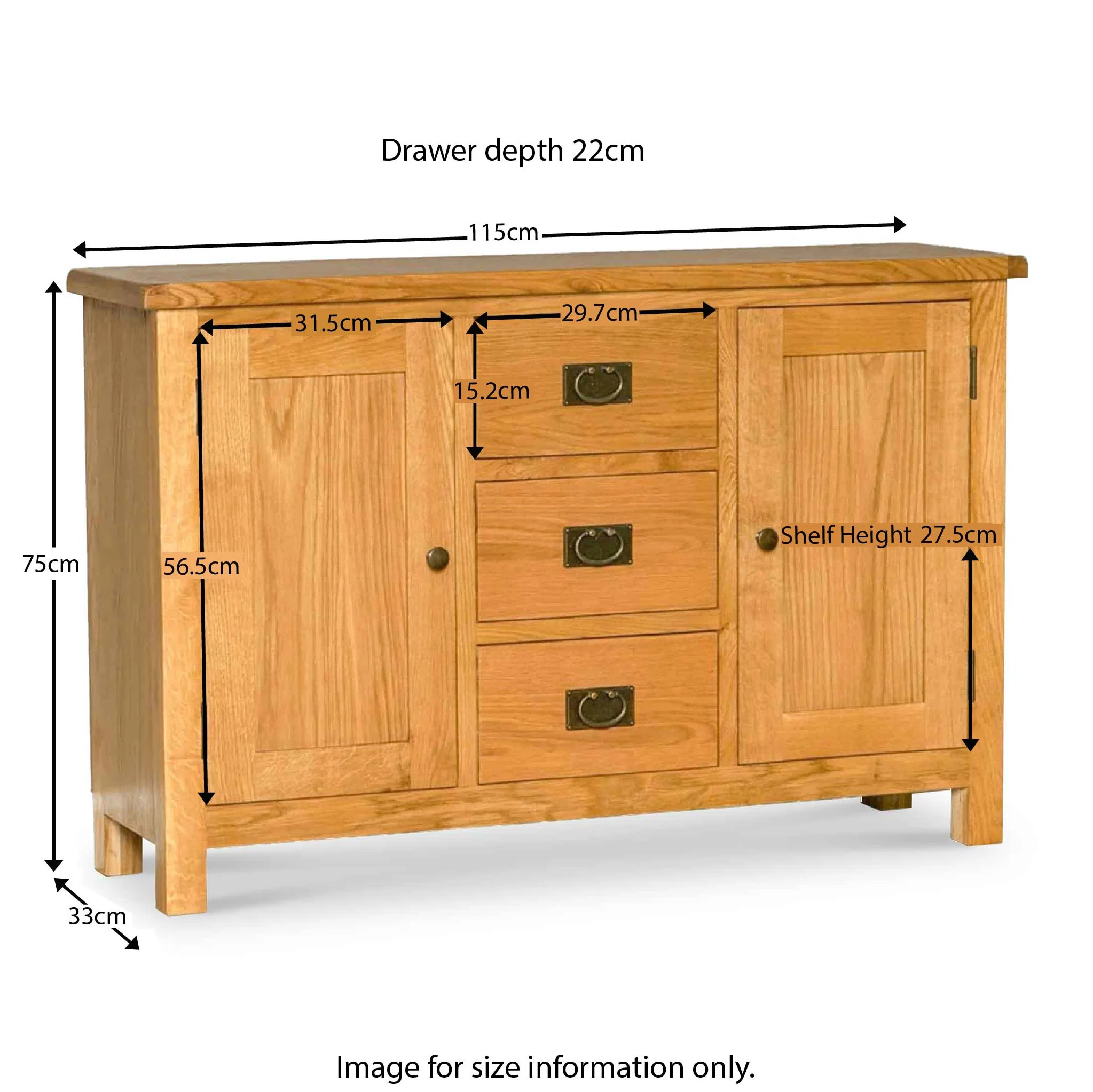 Surrey Oak 3 Drawer Sideboard - Image 22