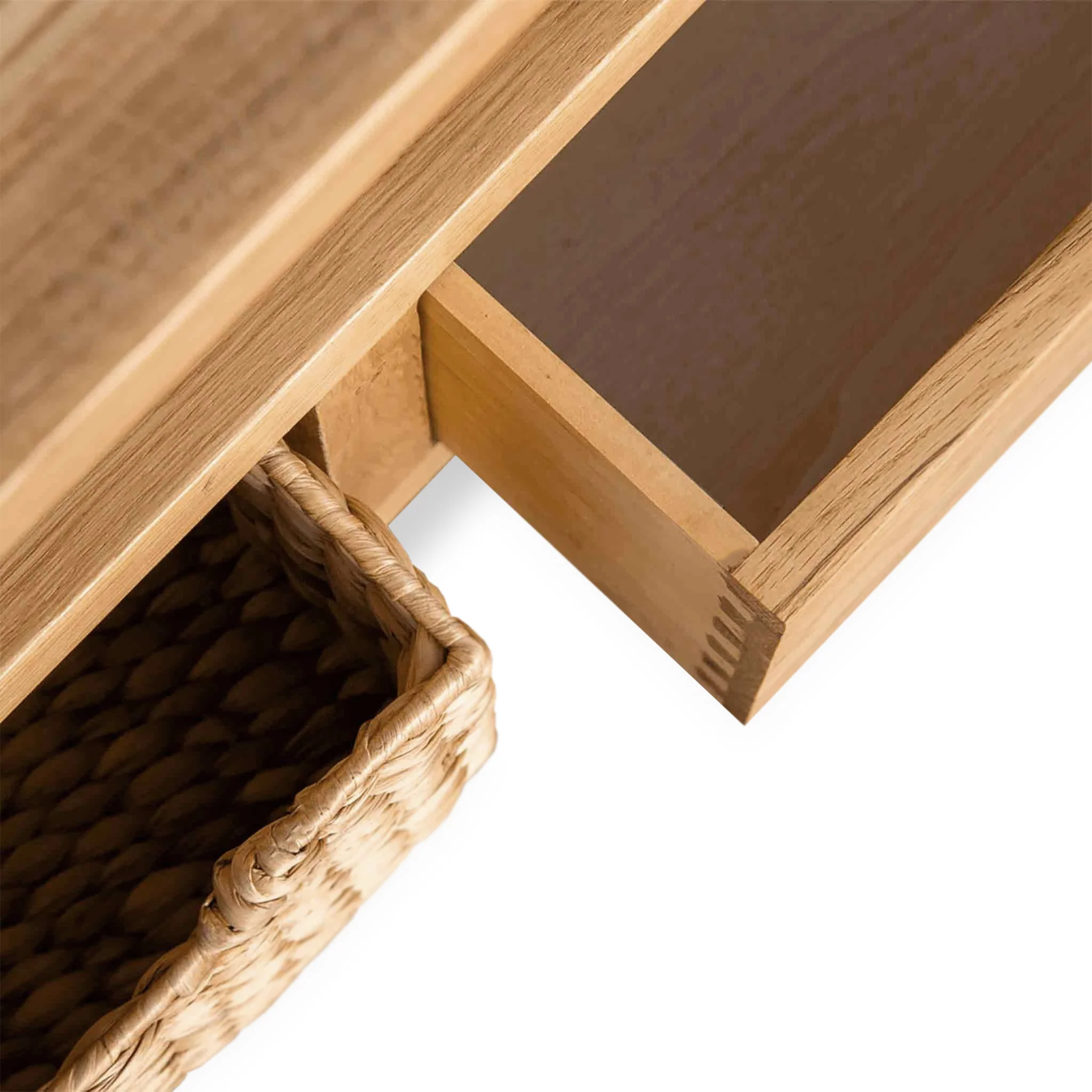 Surrey Oak Coffee Table with Baskets - Image 7