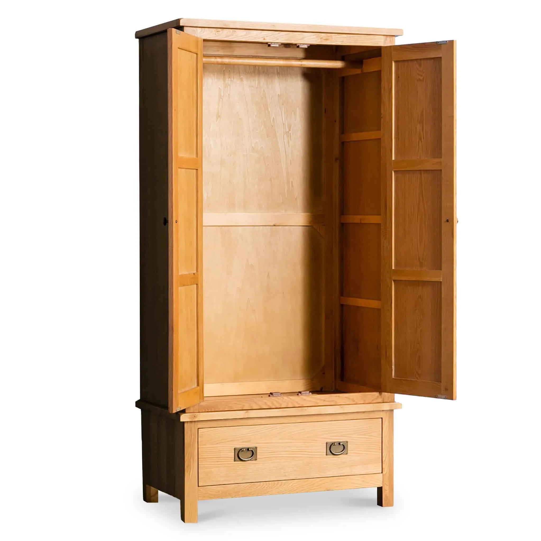 Surrey Oak Double Wardrobe & Drawer - Image 5