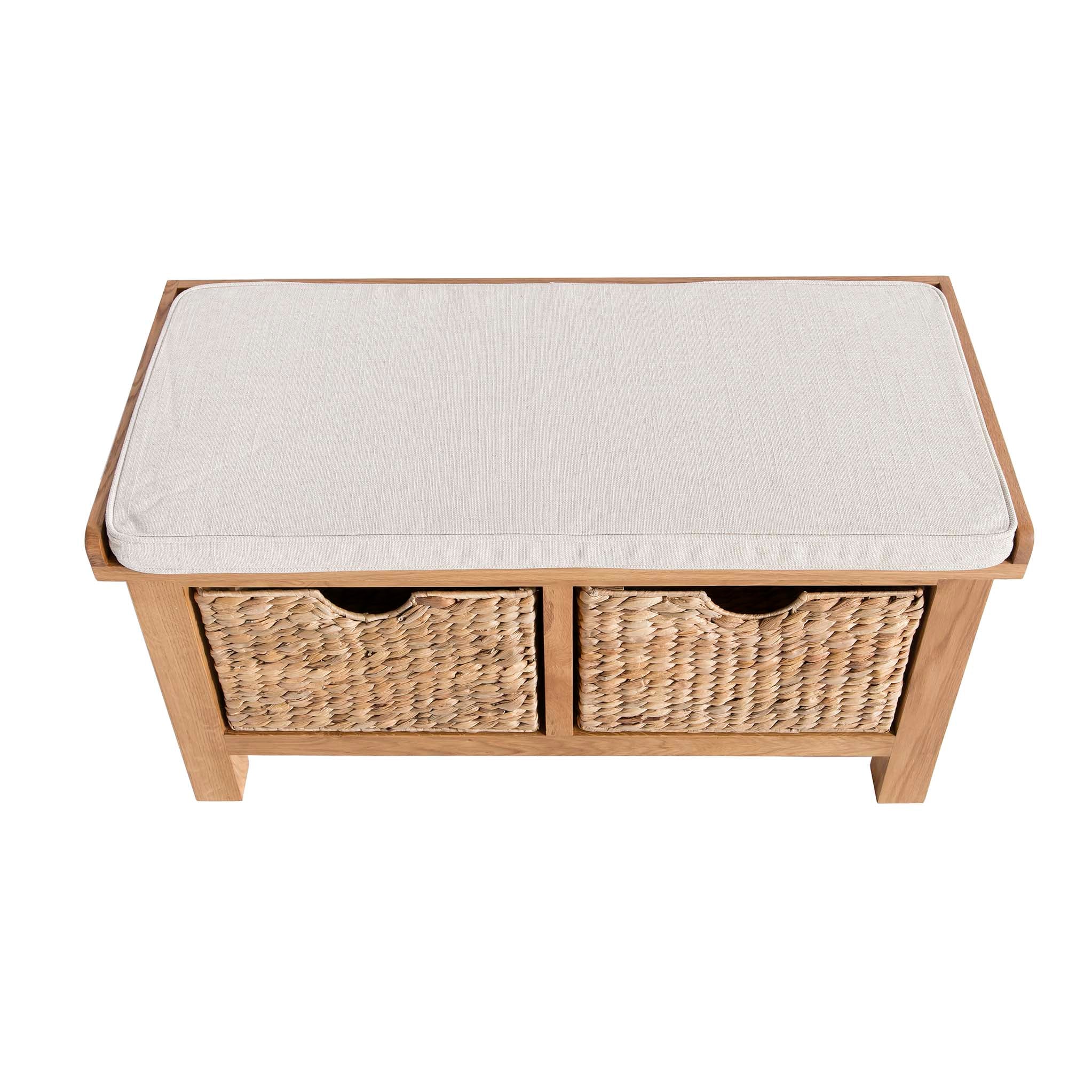 Surrey Oak Hall Bench with Baskets - Image 4
