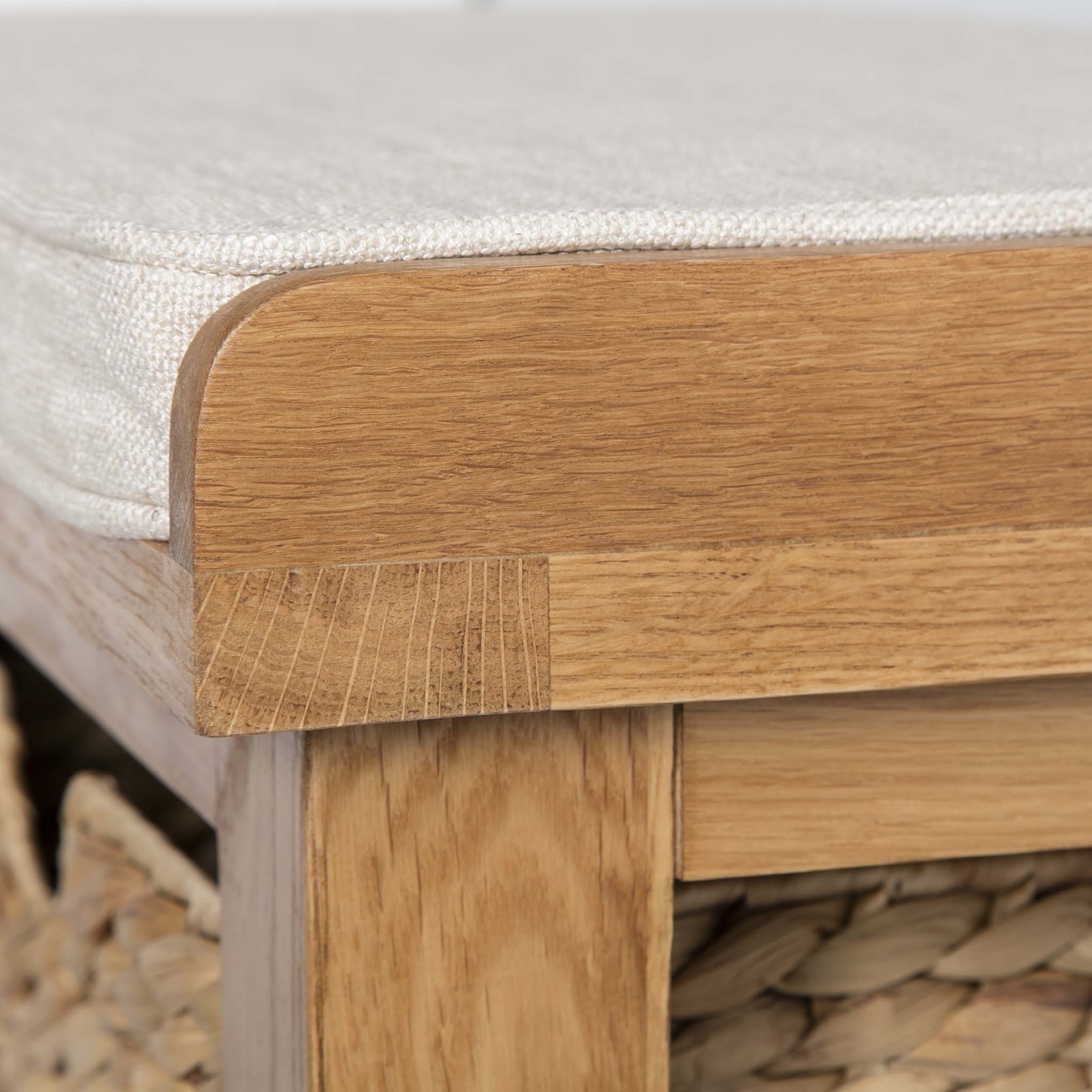 Surrey Oak Hall Bench with Baskets - Image 8