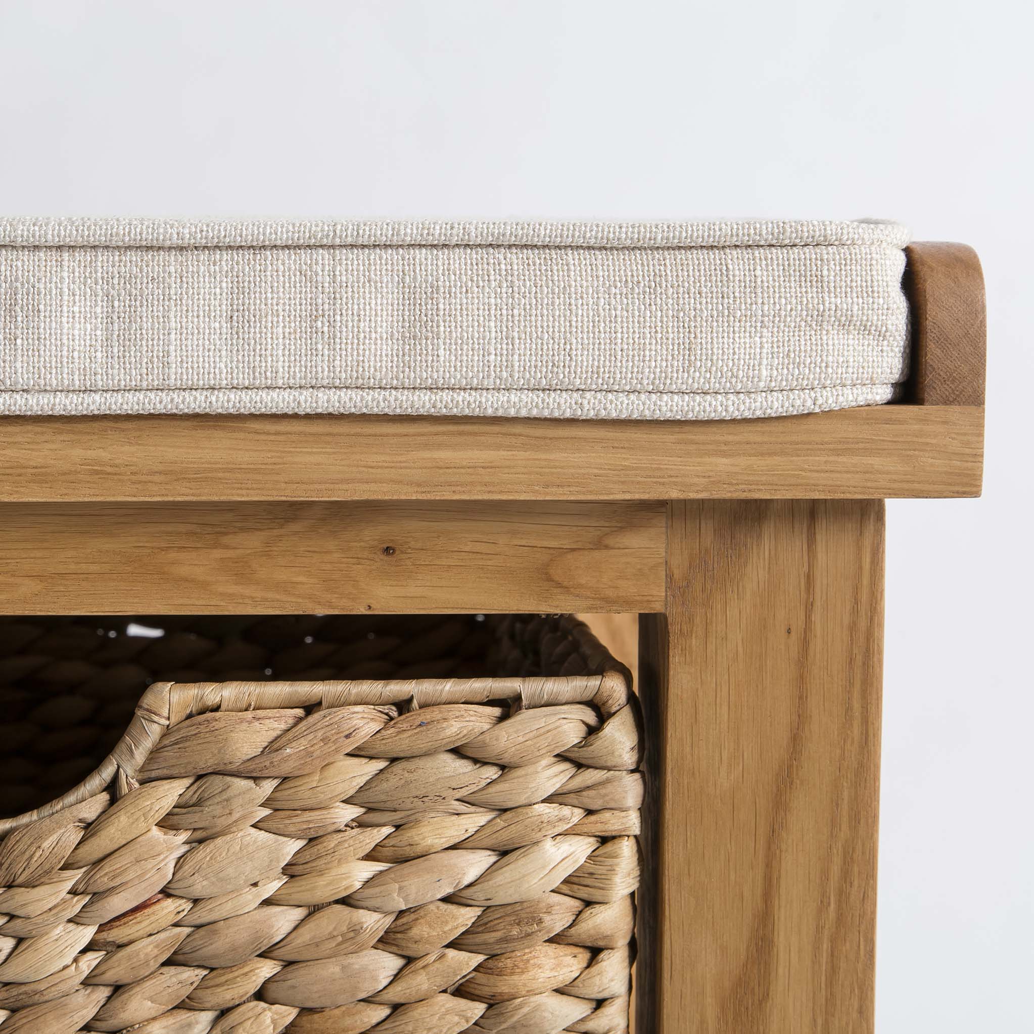 Surrey Oak Hall Bench with Baskets - Image 9