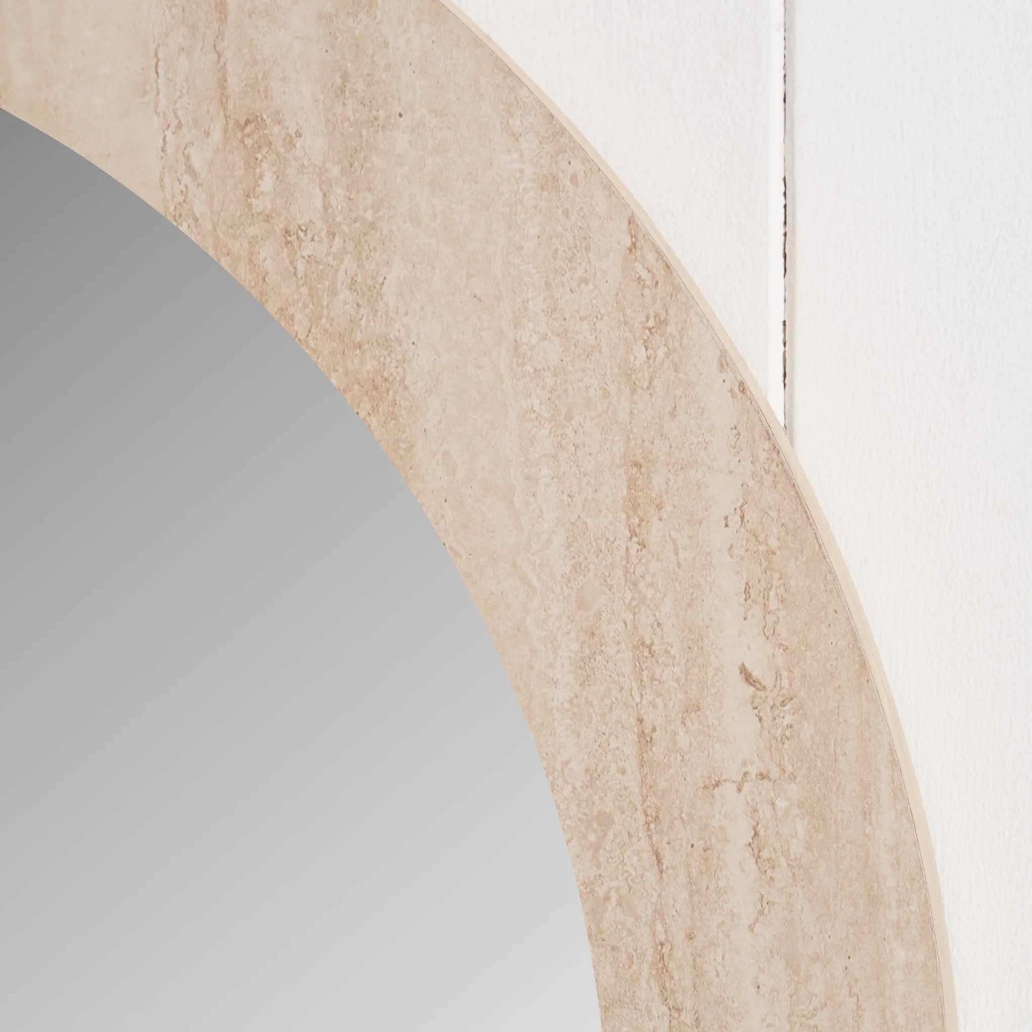 Travertine Effect Round Wall Mirror - Image 5
