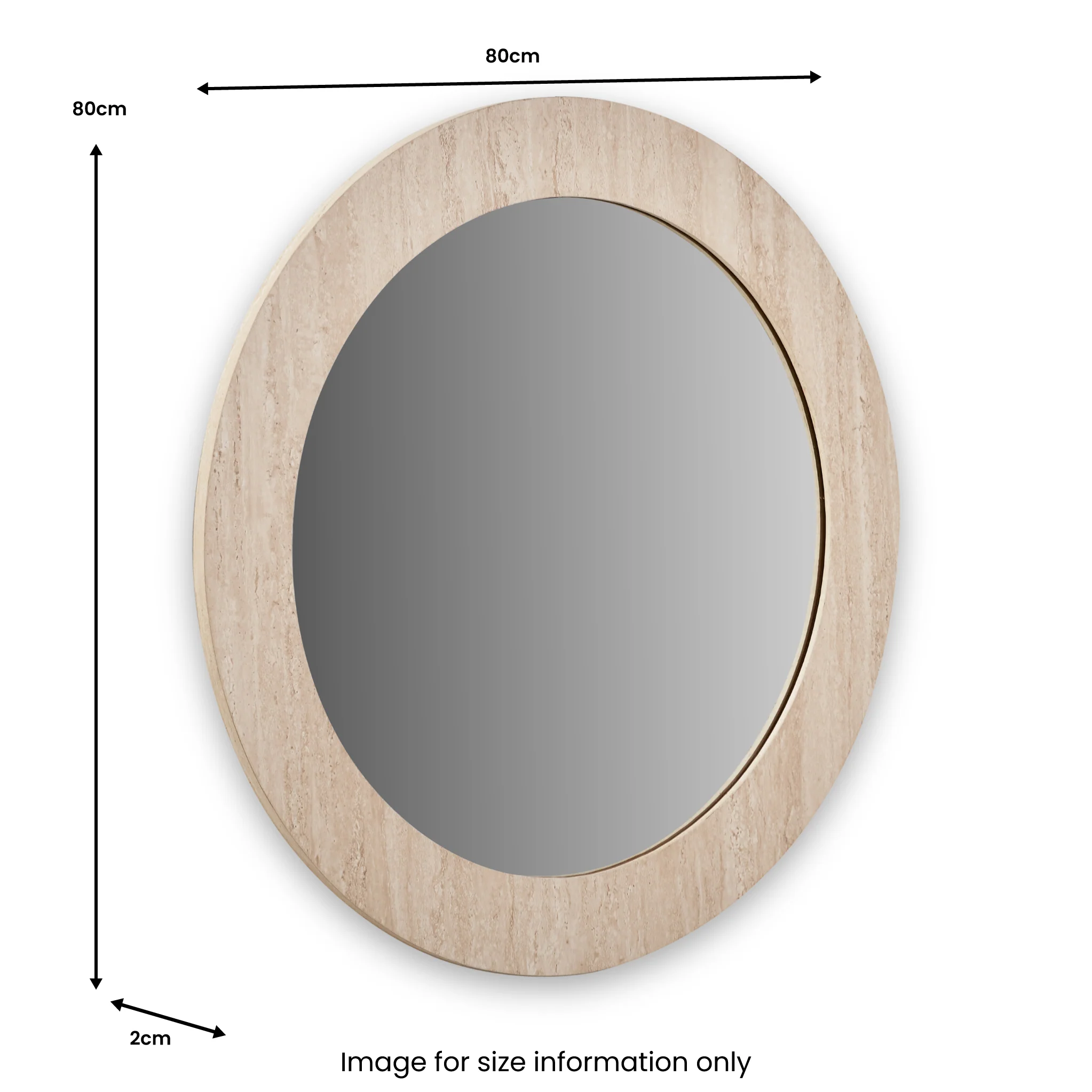 Travertine Effect Round Wall Mirror - Image 8