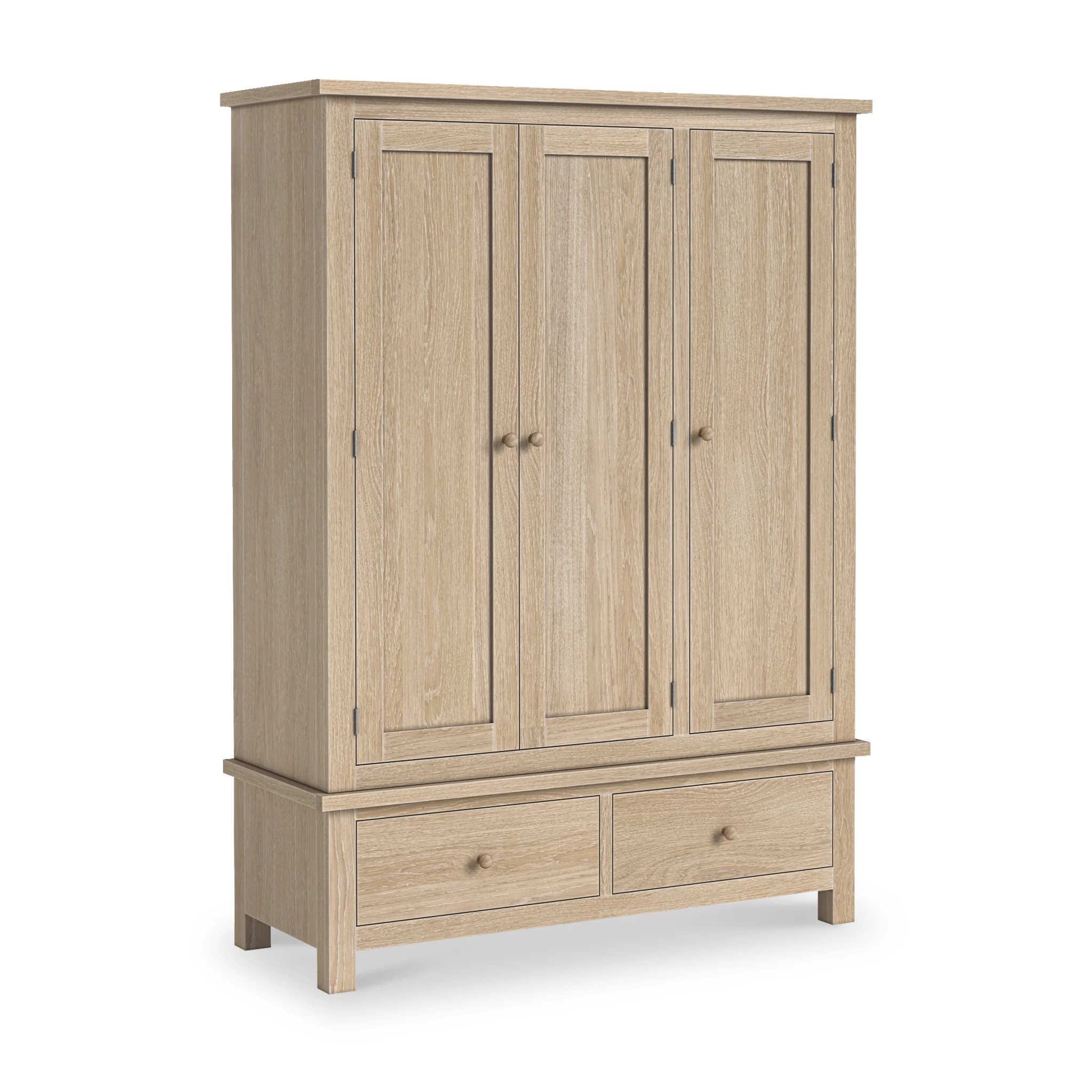 Trelan Washed Oak 2 Drawer Triple Wardrobe