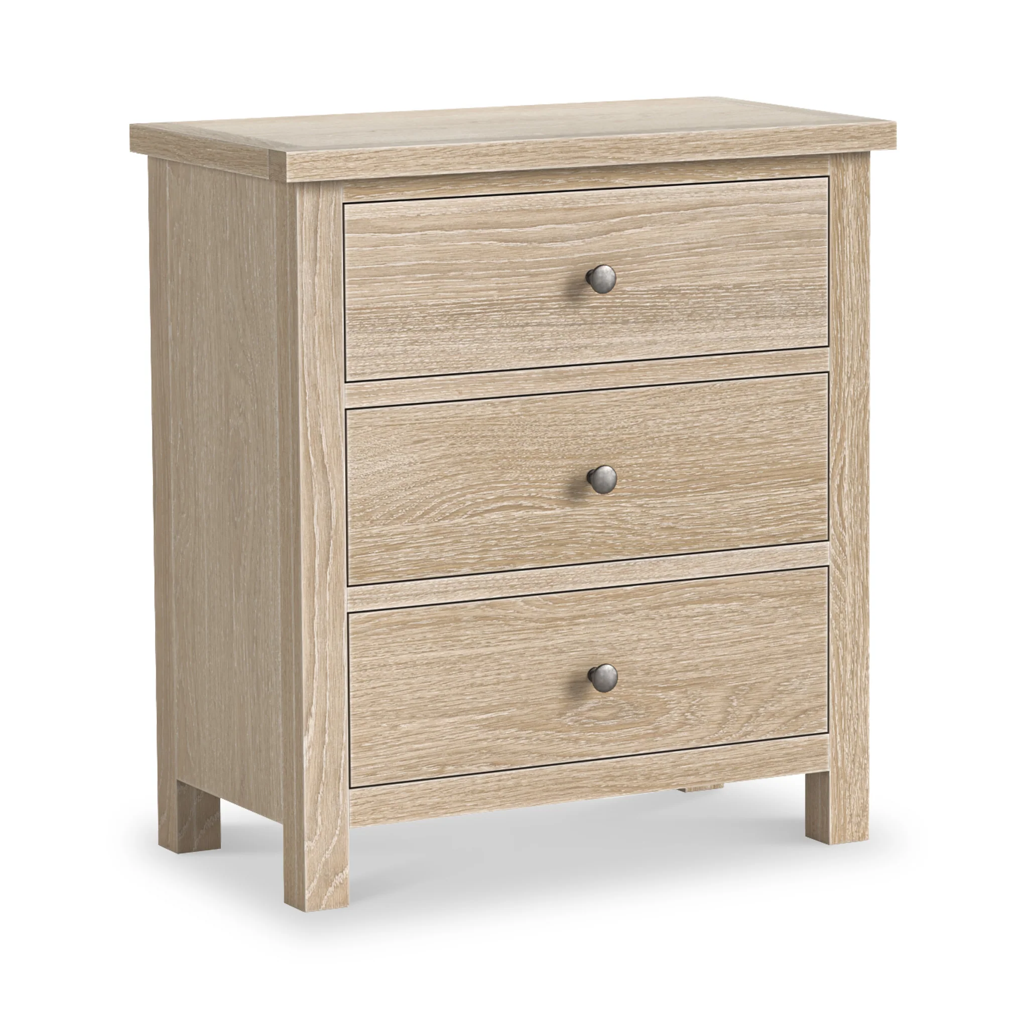 Trelan Washed Oak 3 Drawer Chest of Drawers - Image 2