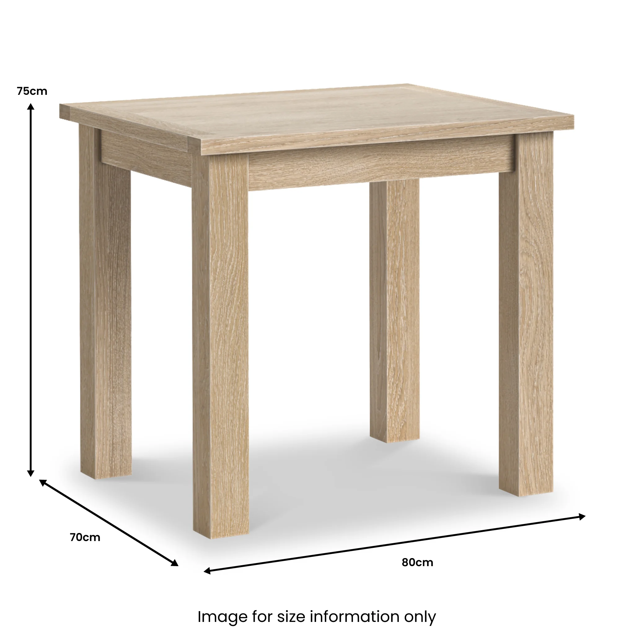 Trelan Washed Oak 80cm Bistro Dining Table - Image 3