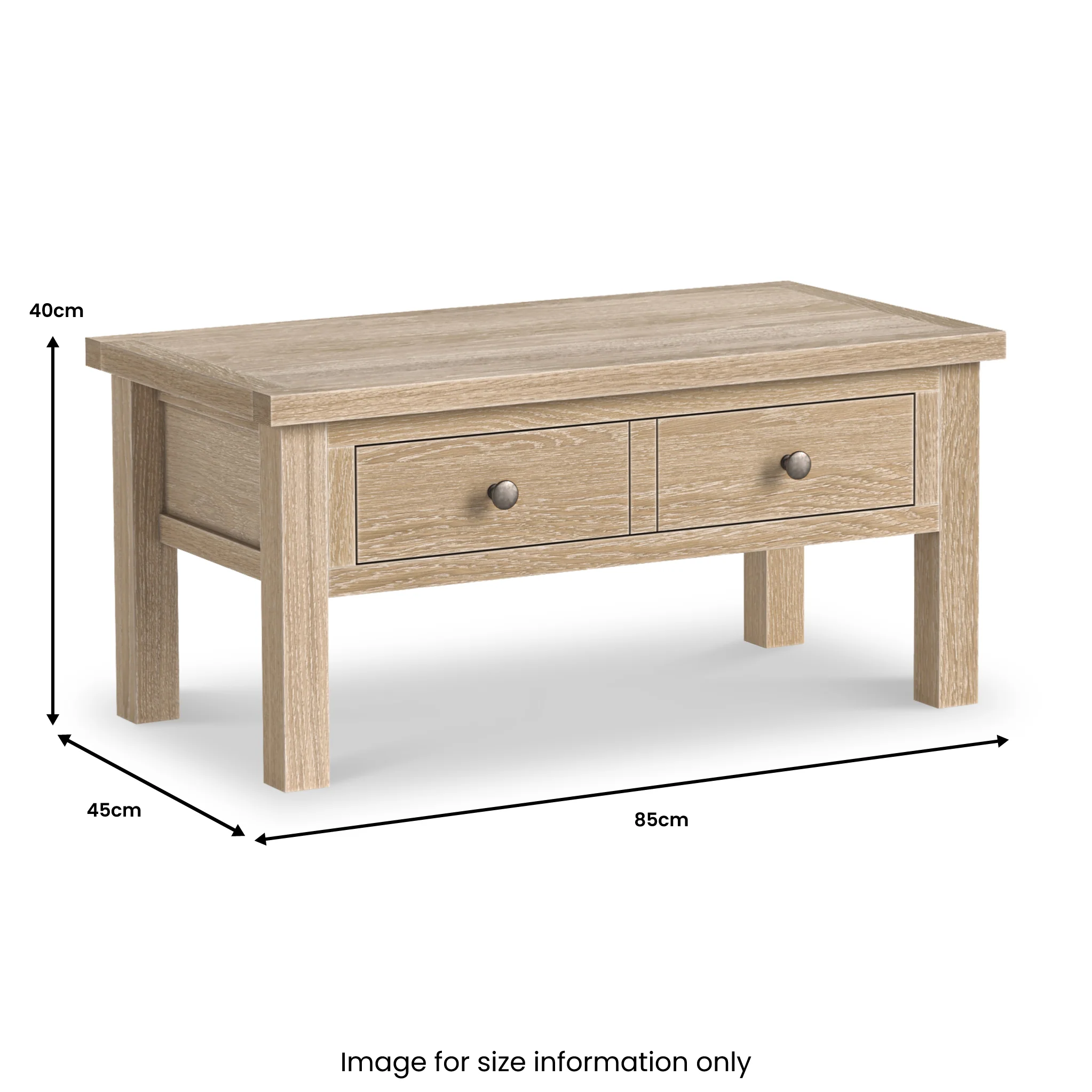 Trelan Washed Oak Coffee Table with Drawer - Image 3