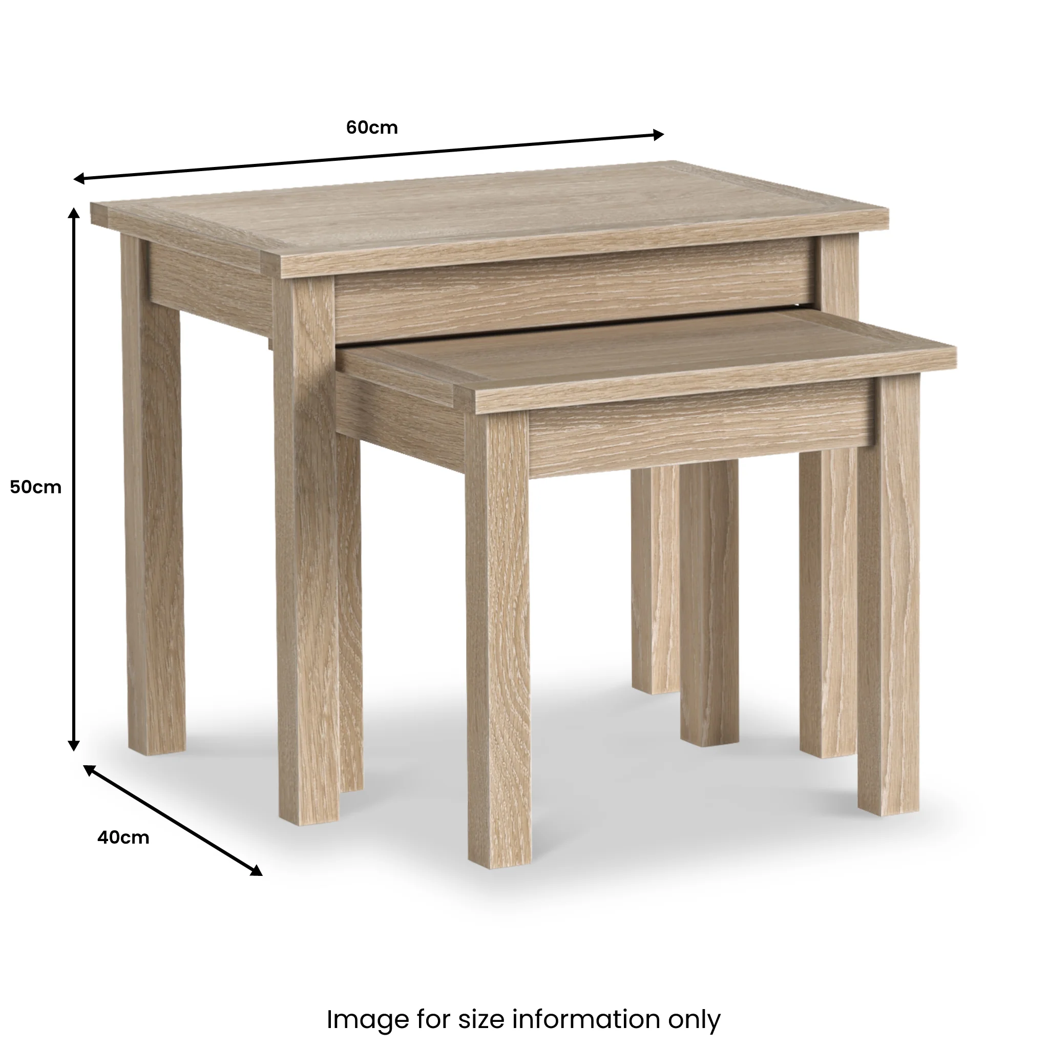 Trelan Washed Oak Nest of Tables - Image 2