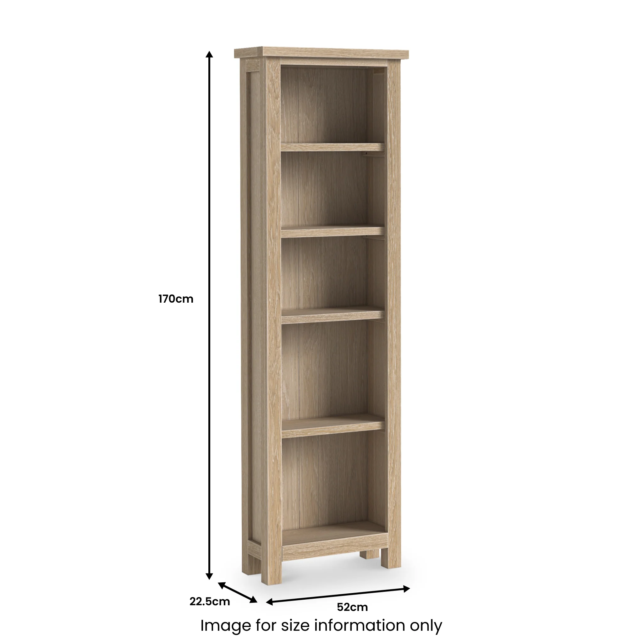 Trelan Washed Oak Slim Bookcase - Image 2