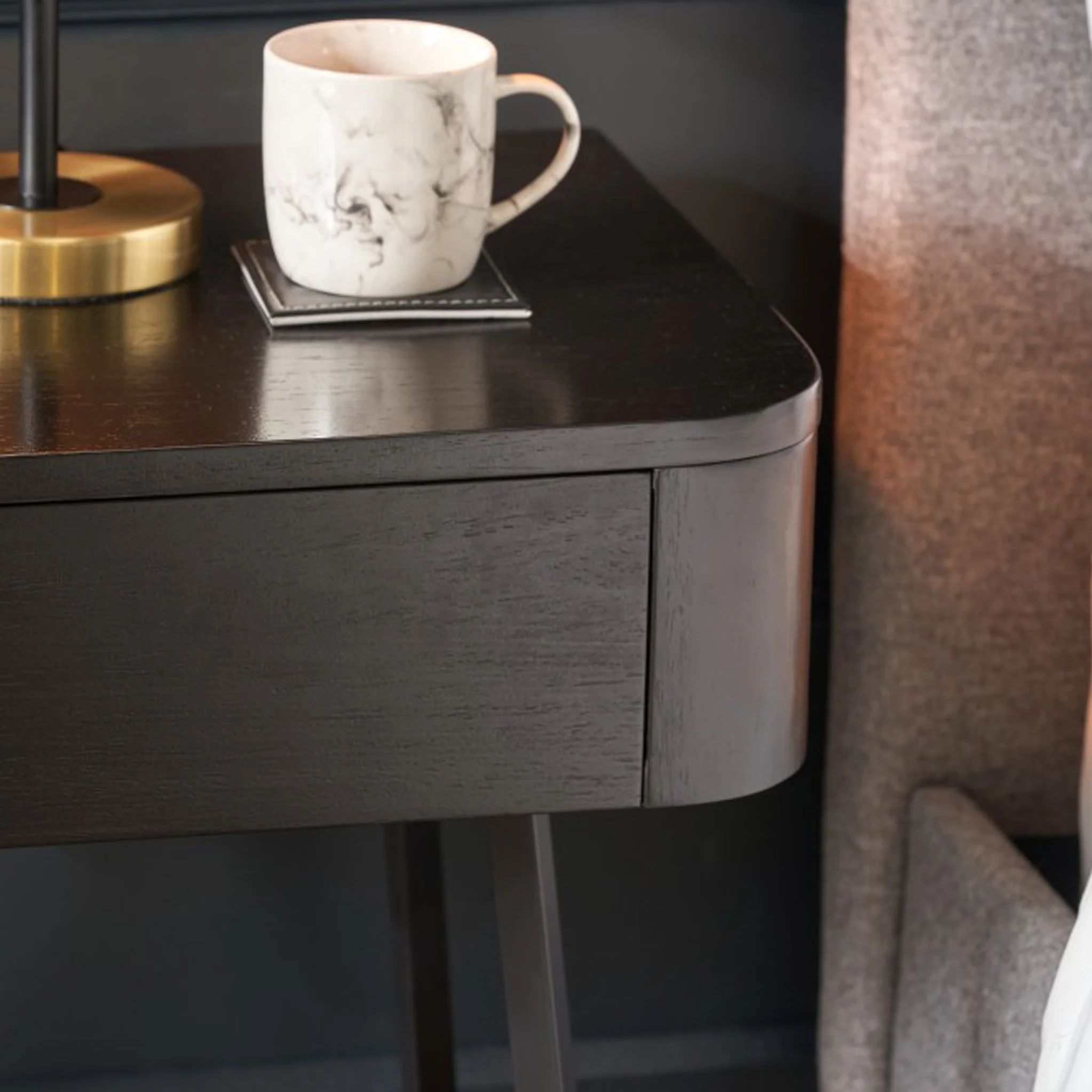 Ukiah Black Ash 1 Drawer Bedside Table - Image 7