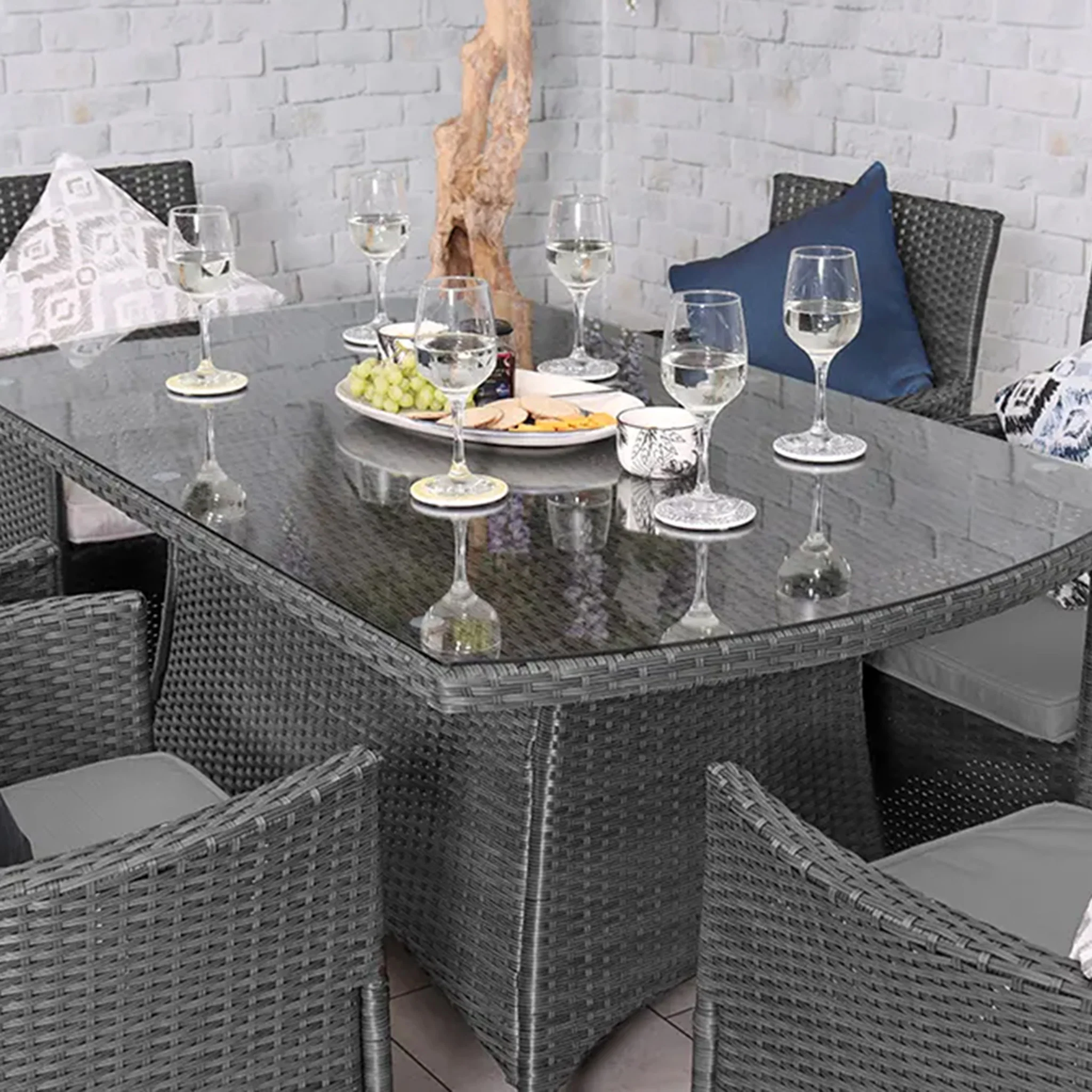 Vada 150cm 6 Seat Rattan Rectangular Dining Set - Image 23