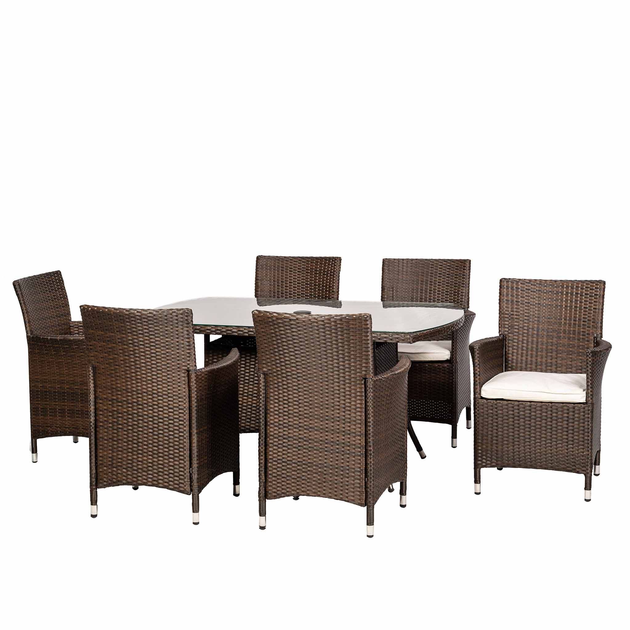 Vada 150cm 6 Seat Rattan Rectangular Dining Set - Image 4