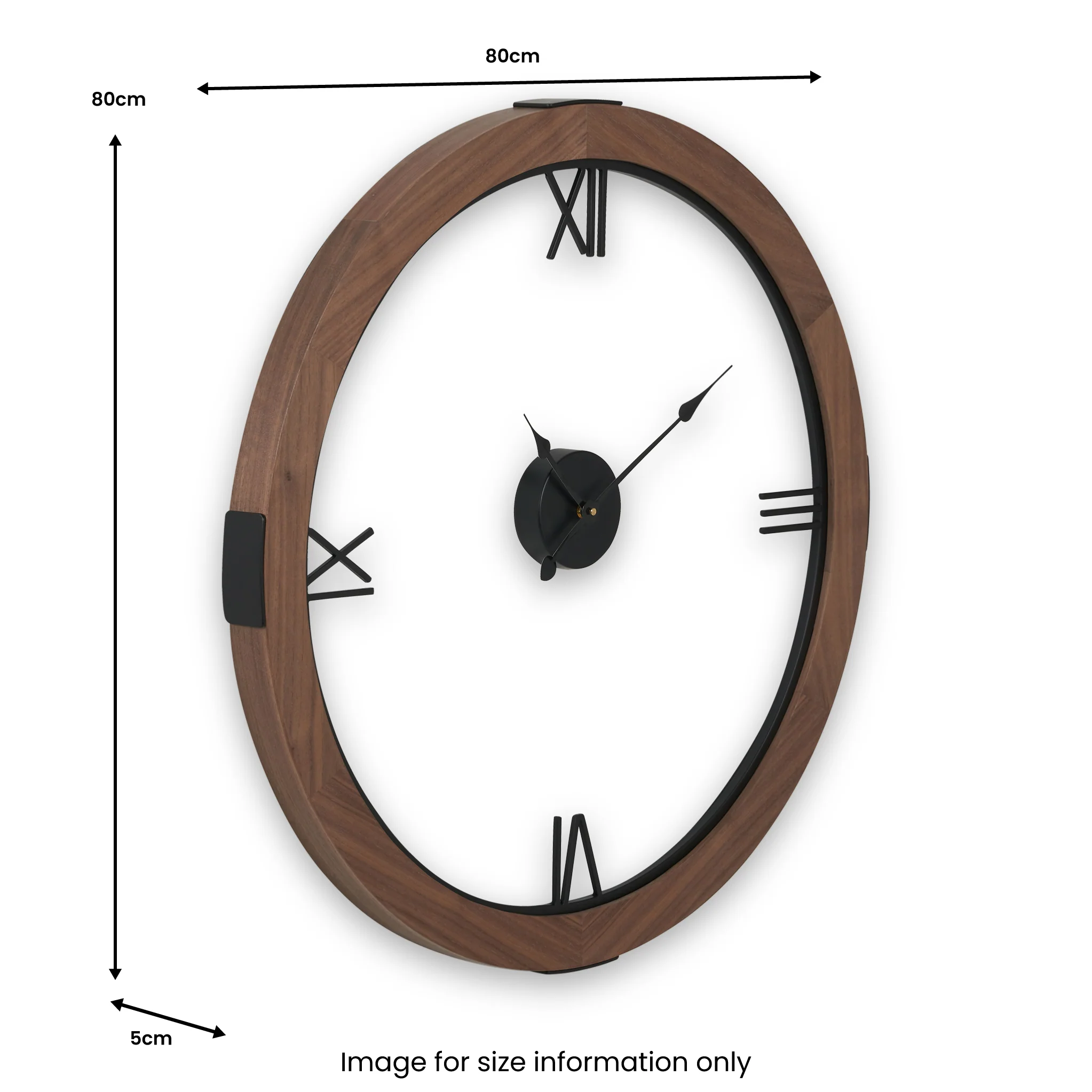 Vermont Walnut Wood Effect Wall Clock - Image 6