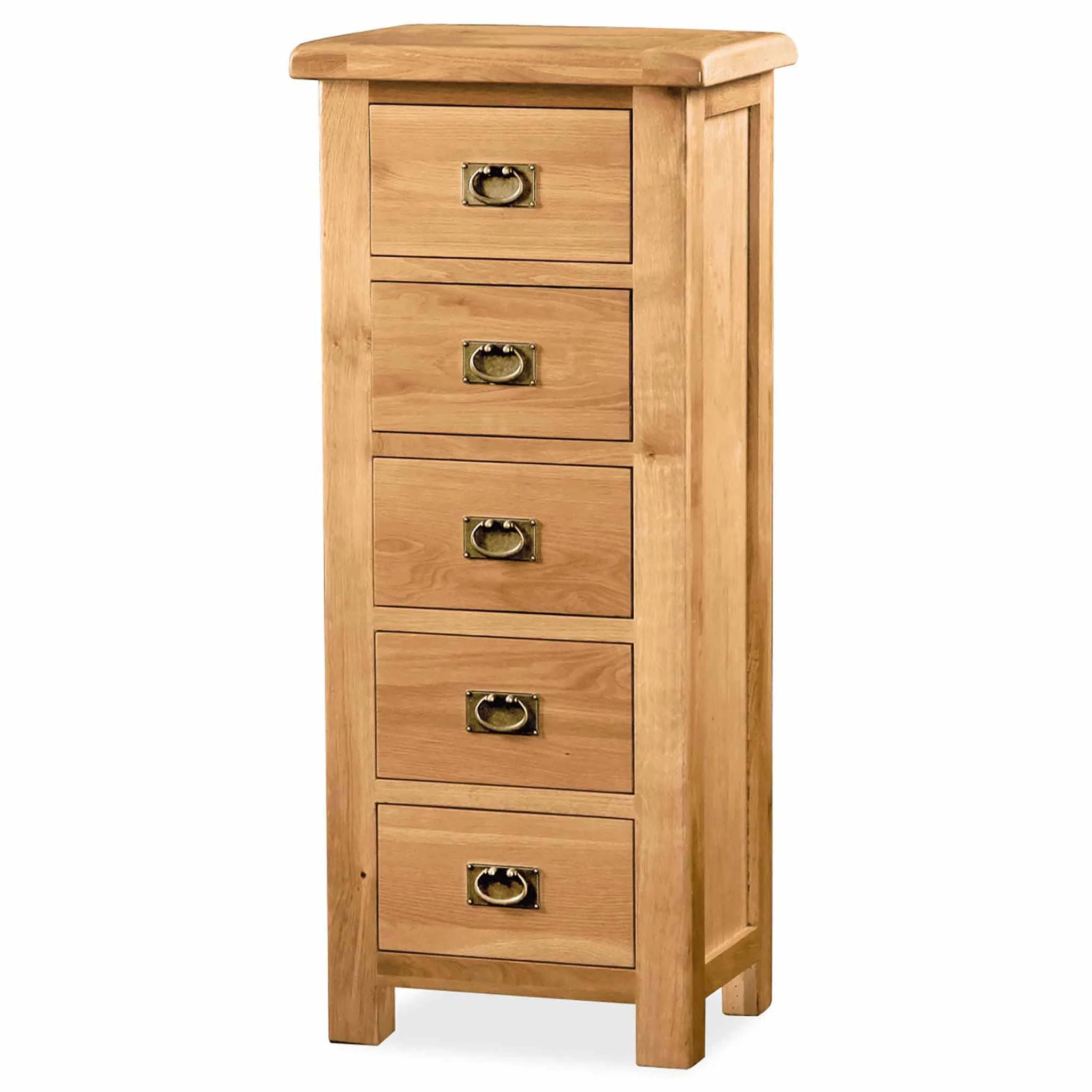 Zelah Oak 5 Drawer Tallboy Chest - Image 7