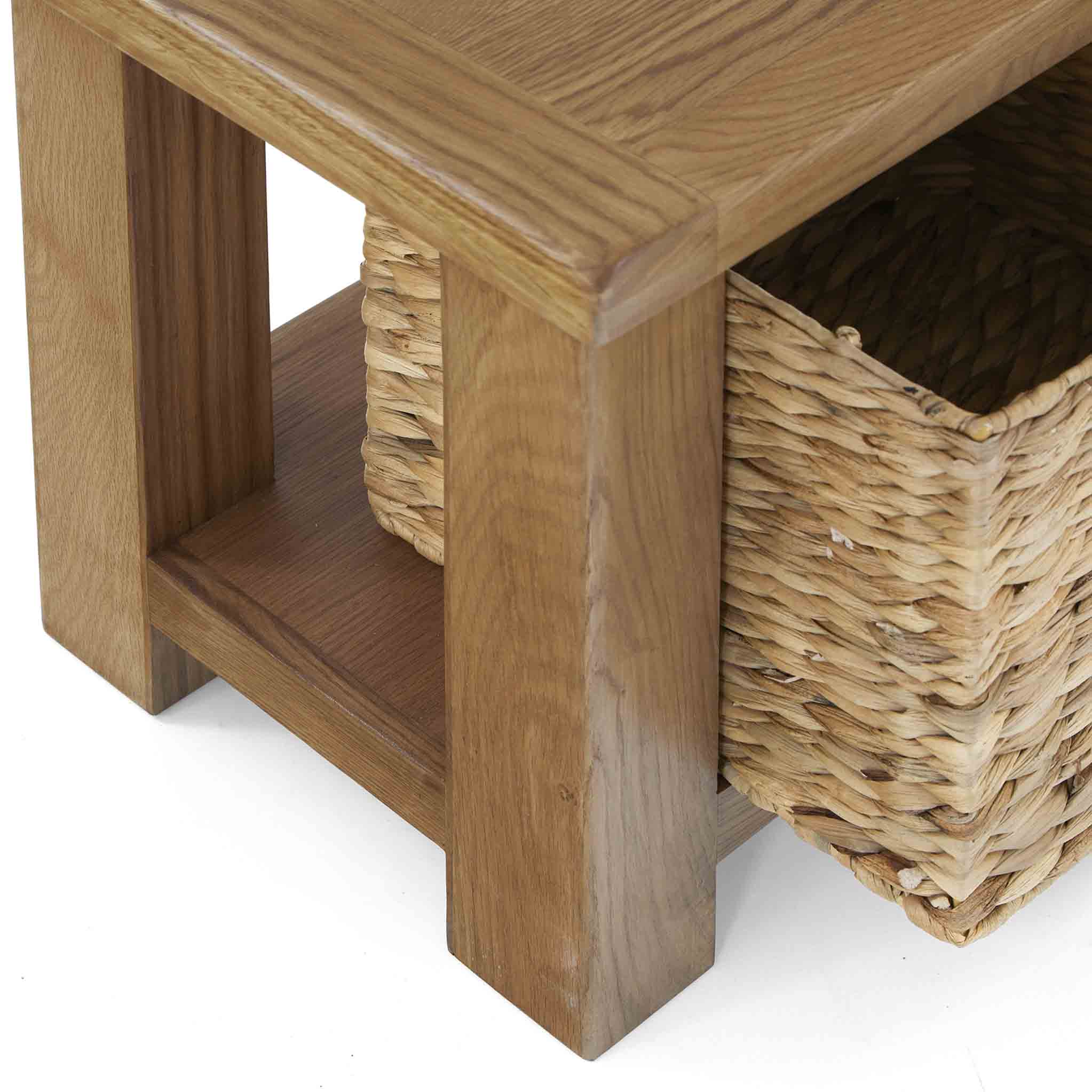 Zelah Oak Bench with Baskets - Image 10