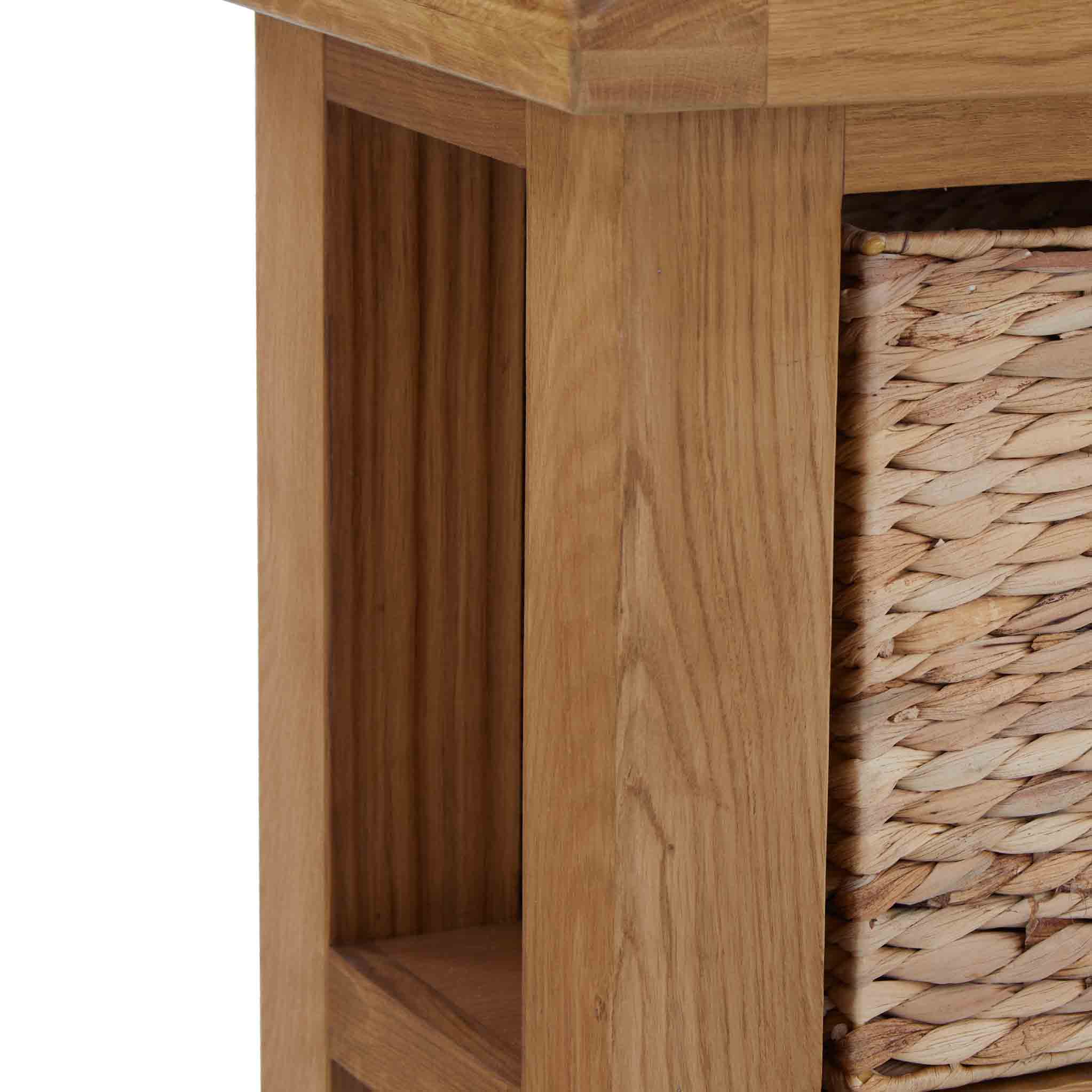 Zelah Oak Bench with Baskets - Image 11