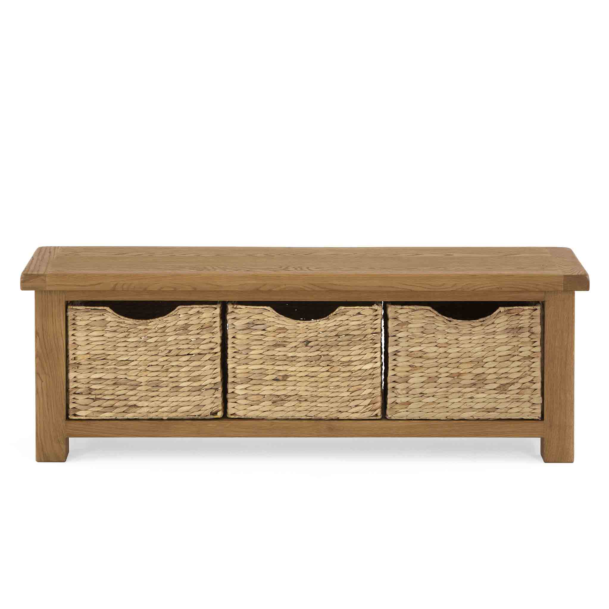 Zelah Oak Bench with Baskets - Image 5