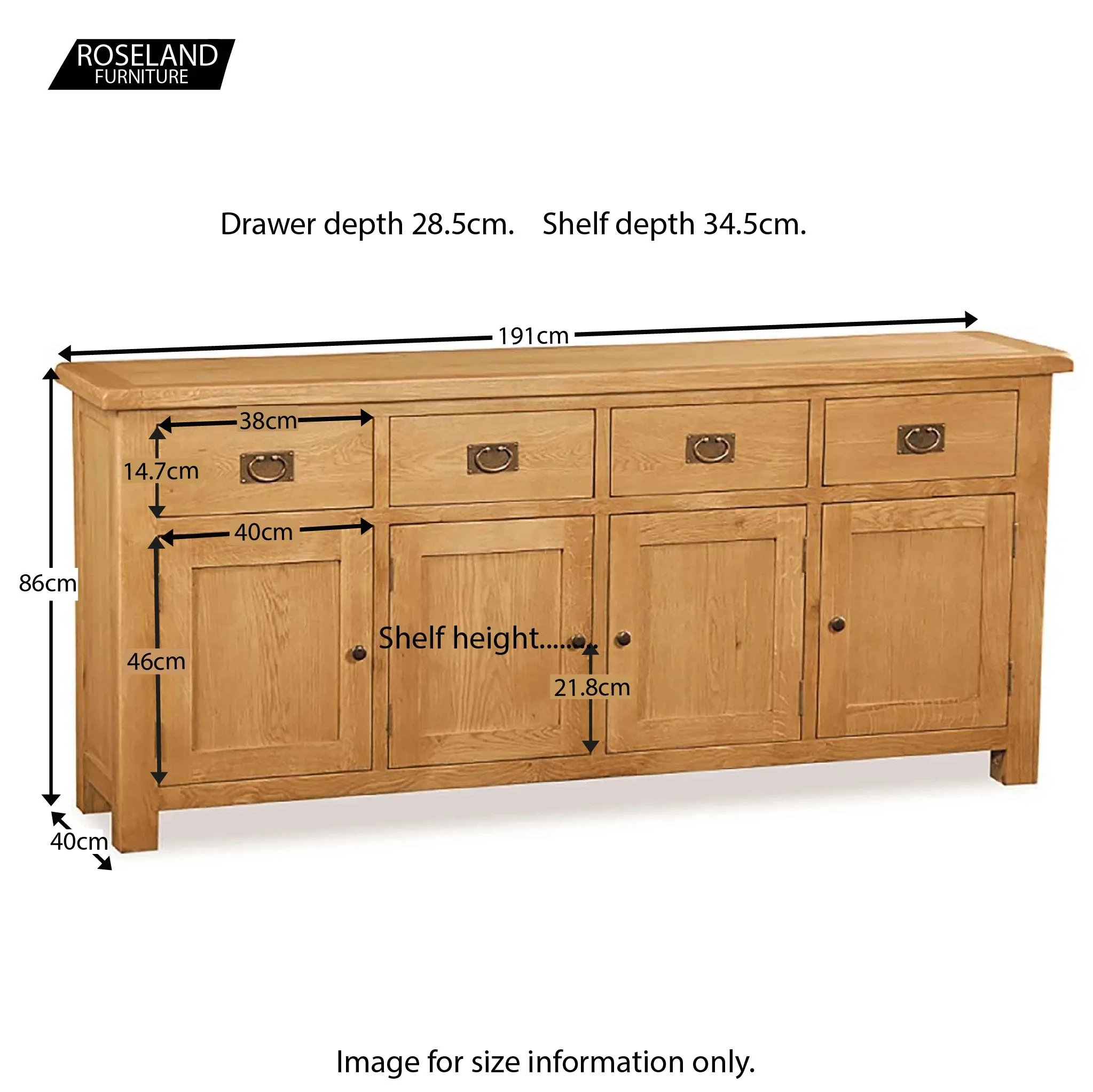 Zelah Oak Extra Large Sideboard - Image 19
