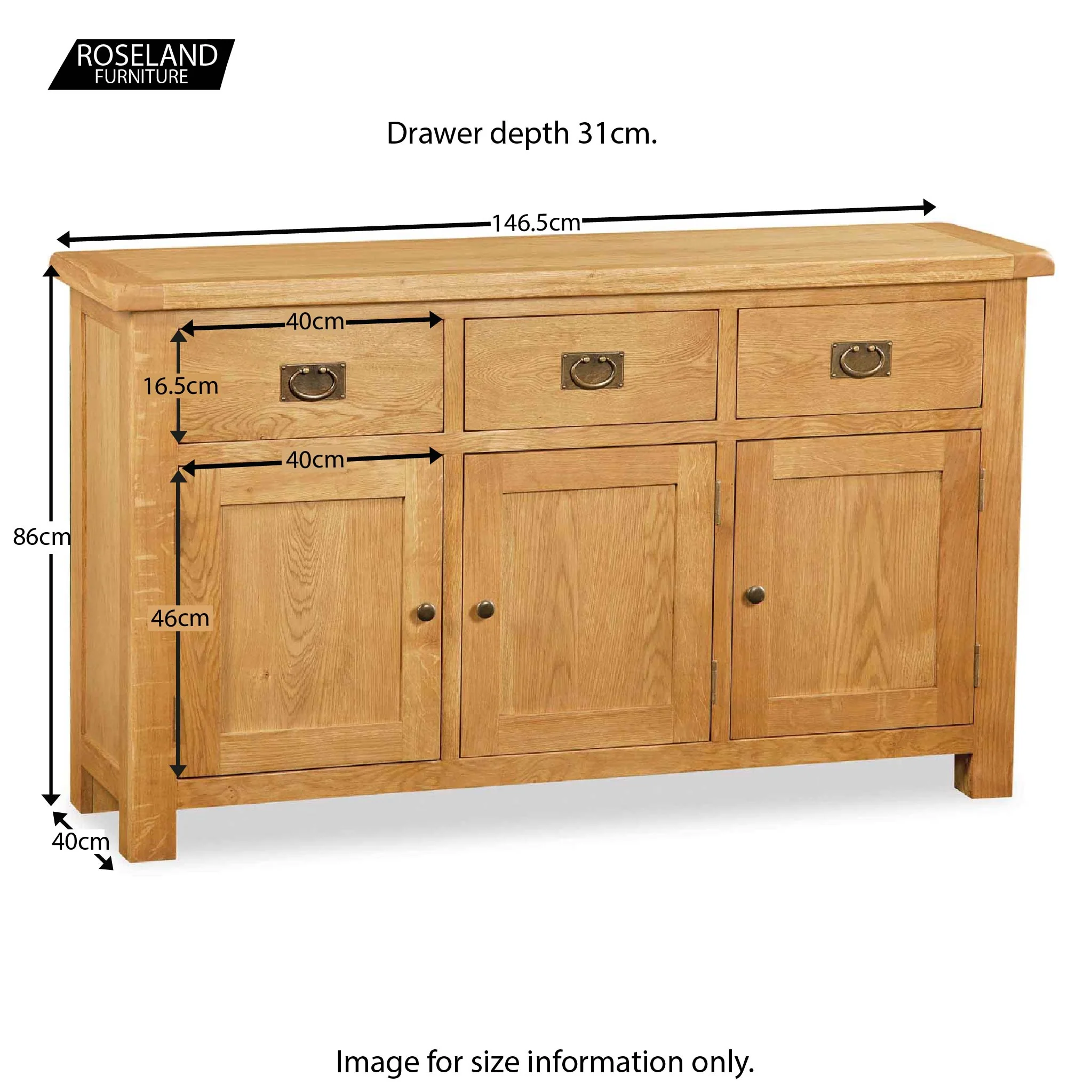 Zelah Oak Large Sideboard - Image 10