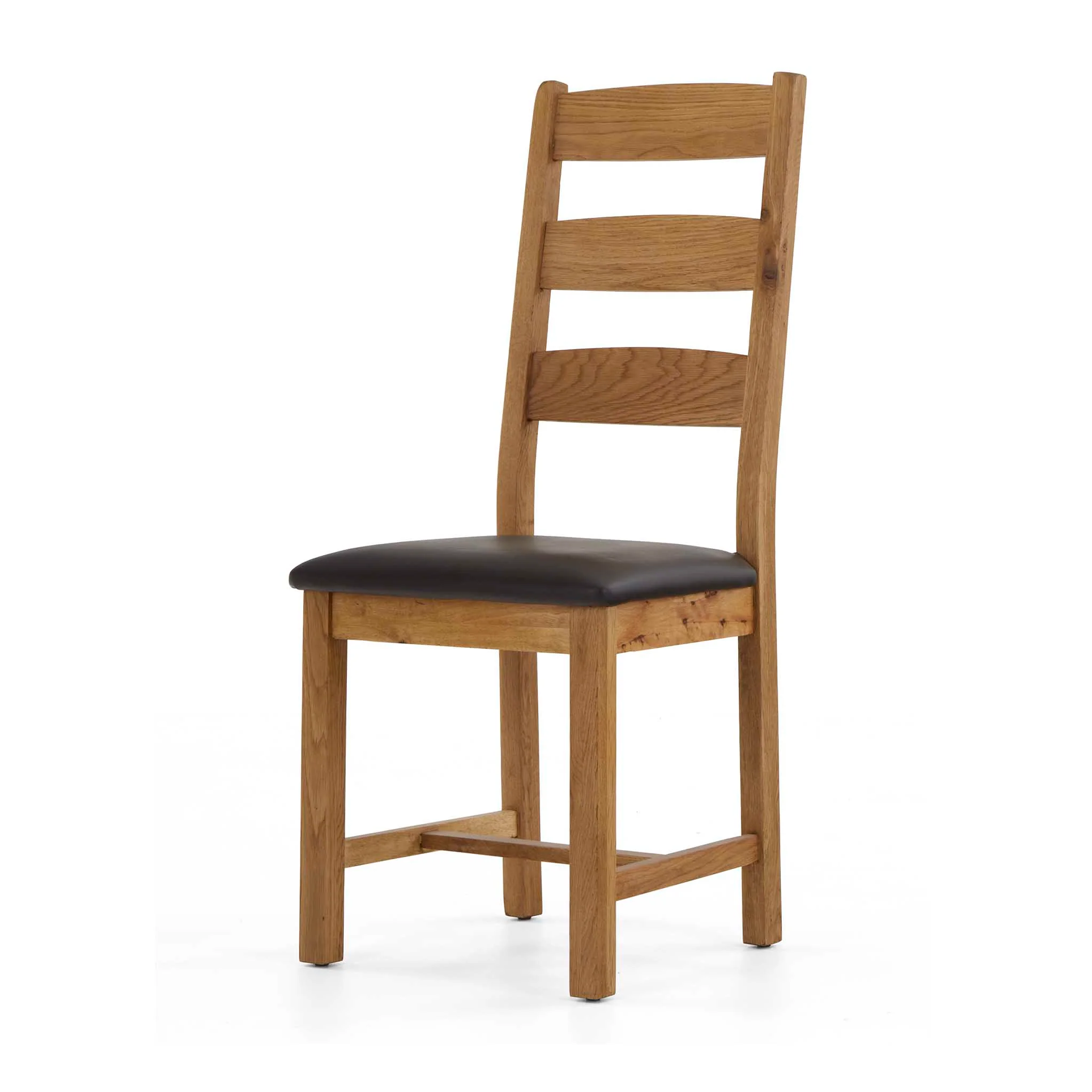 Zelah Oak Ladder Back Faux Leather Chair - Image 3