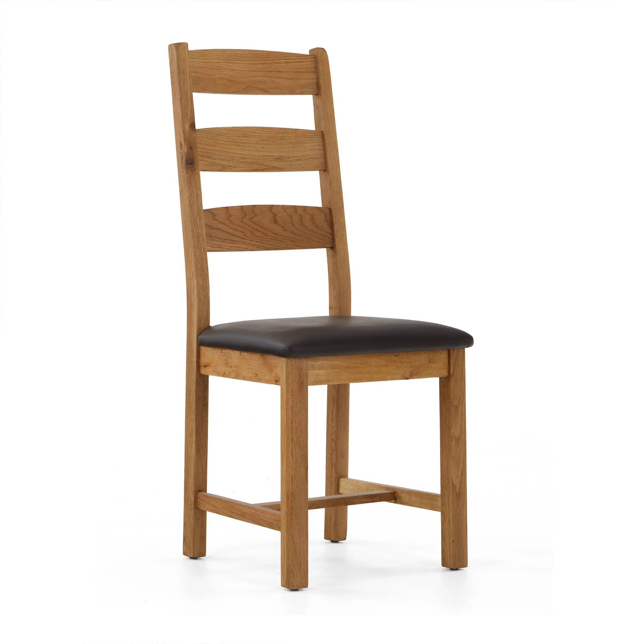 Zelah Oak Ladder Back Faux Leather Chair - Image 4