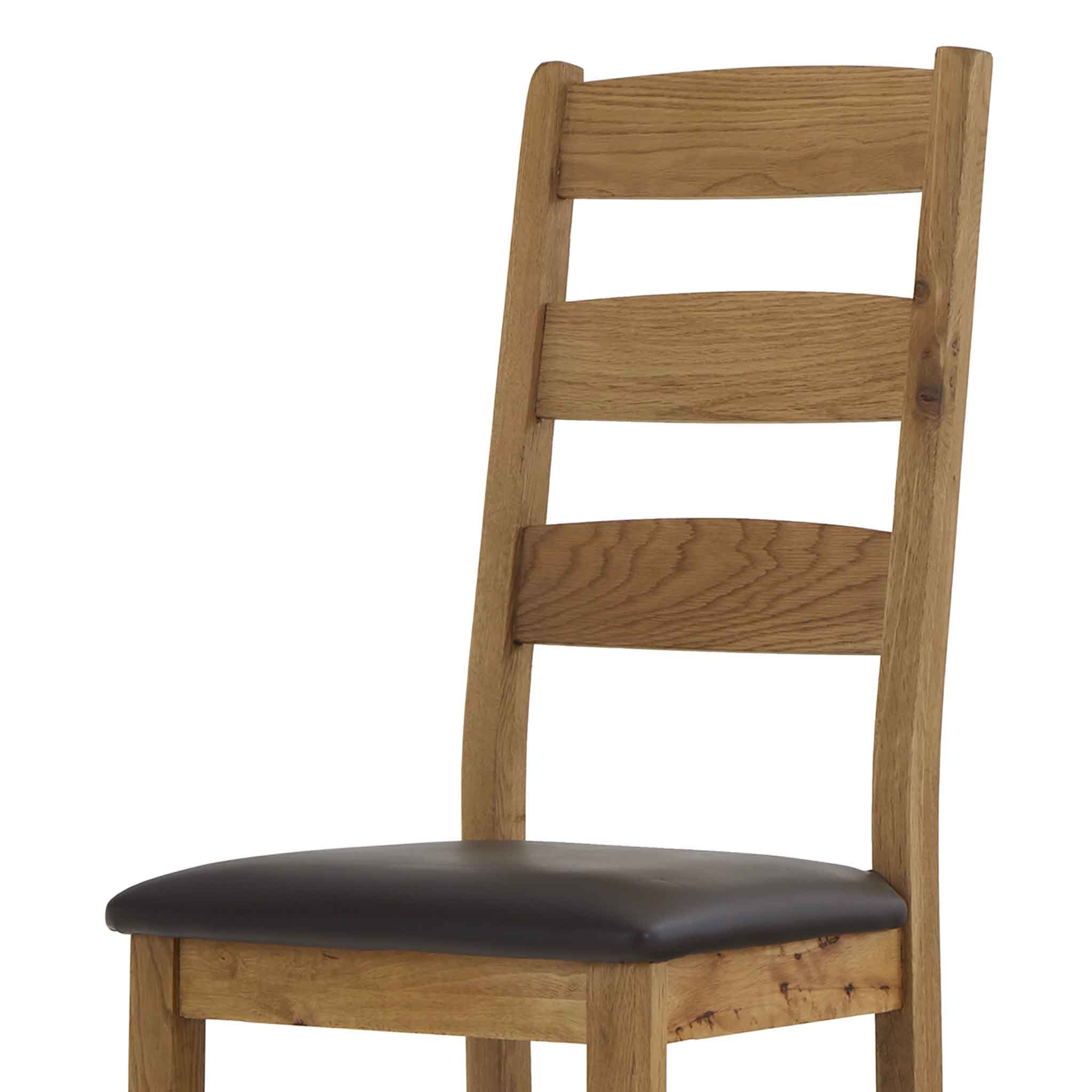 Zelah Oak Ladder Back Faux Leather Chair - Image 8