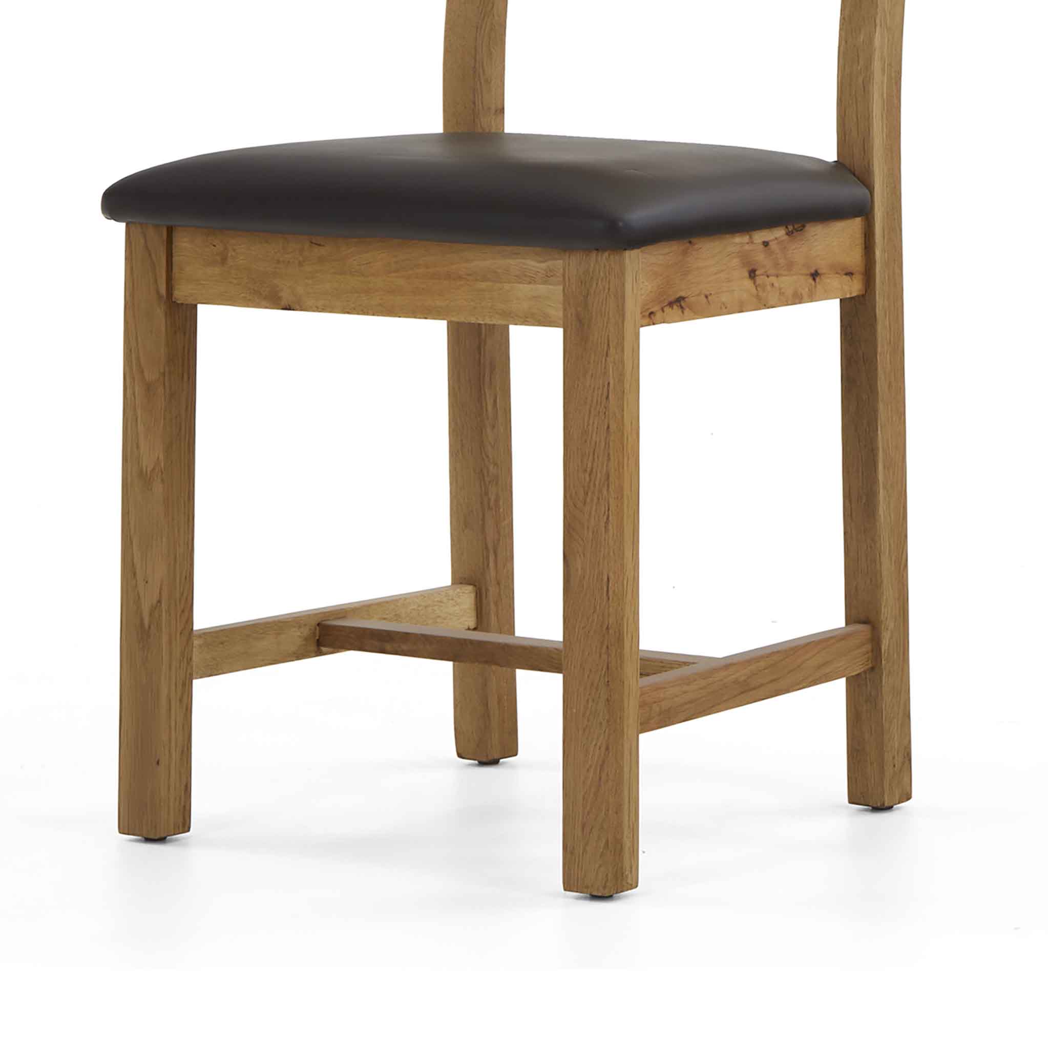 Zelah Oak Ladder Back Faux Leather Chair - Image 9